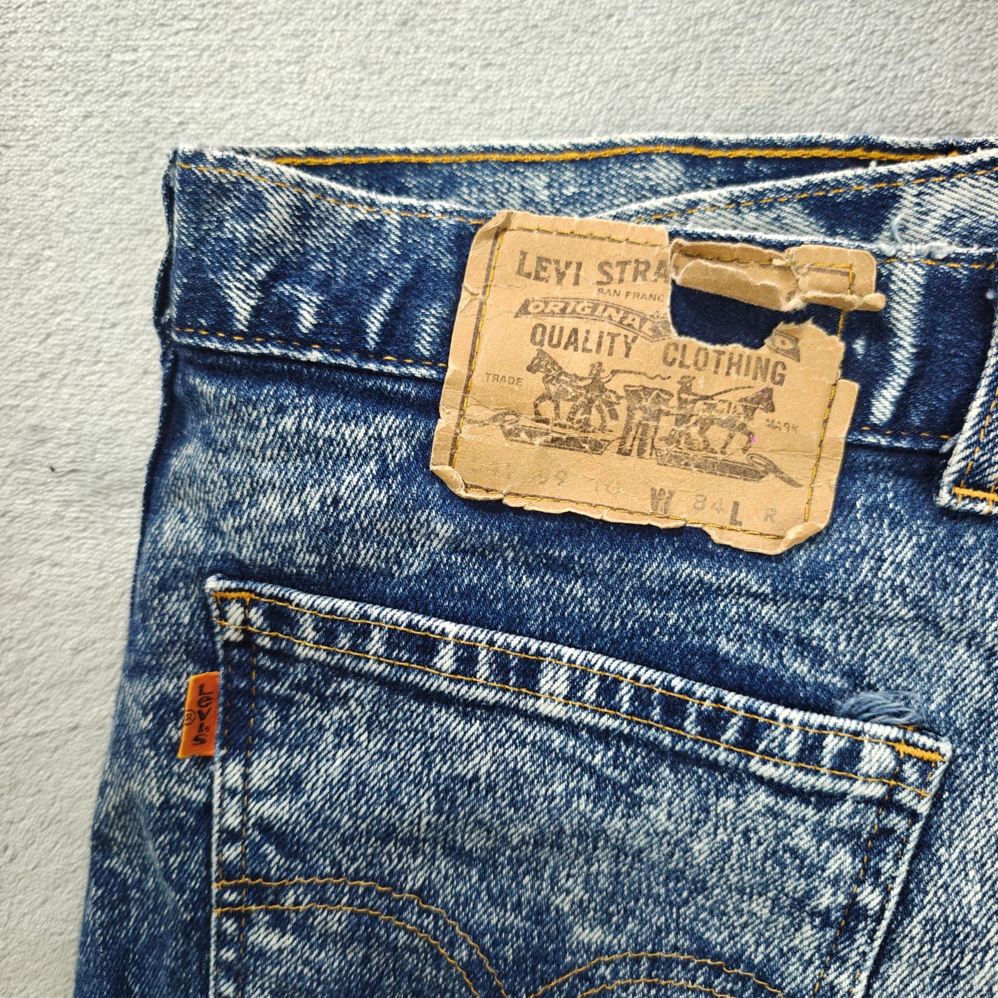 Vintage Orange Tab Acid Wash Jeans Men's W34 L34 Blue 80s USA — photo 2 of 9
