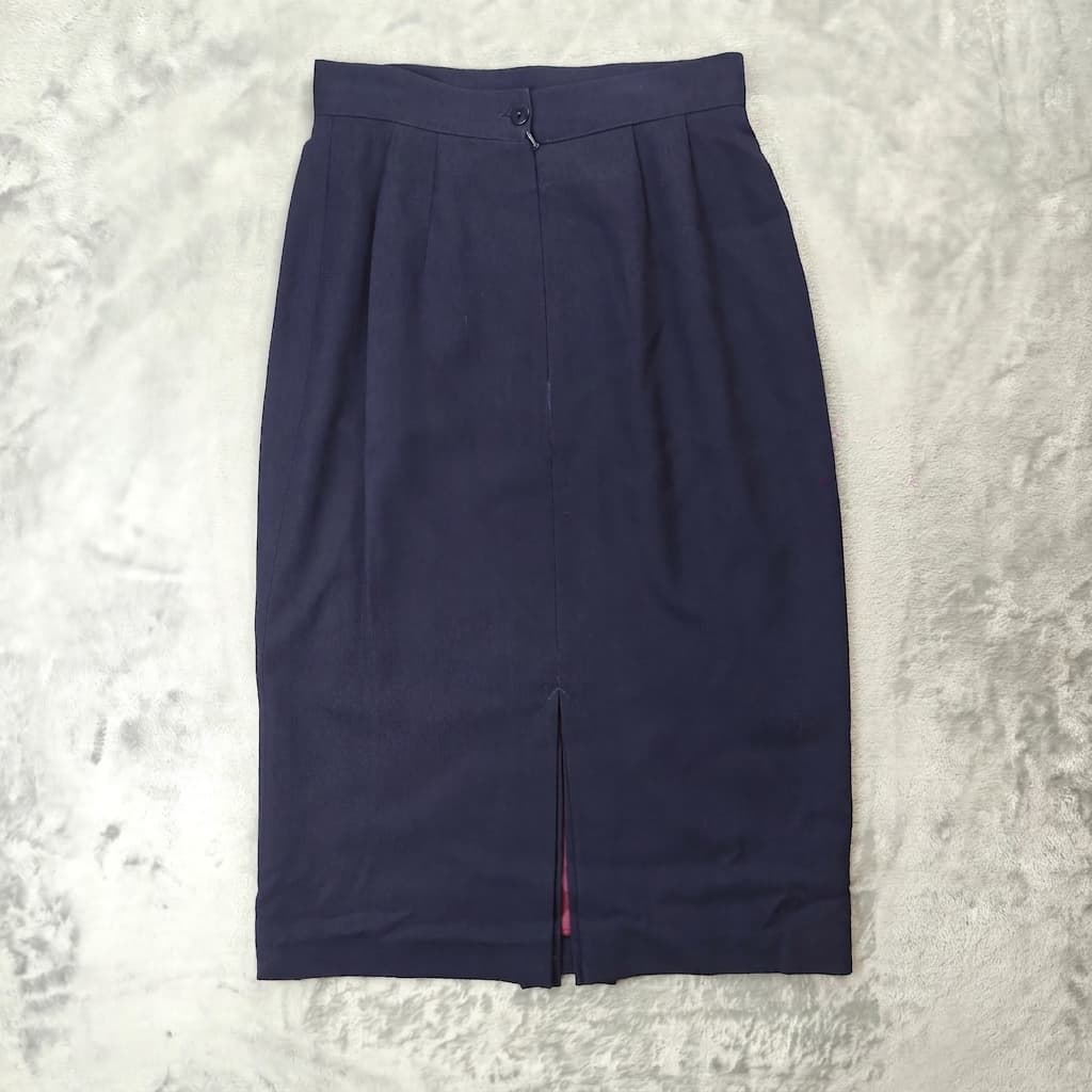 Vintage Reldan High-Waisted Midi Pencil Skirt Woman's UK 12 Navy Blue — photo 1 of 6