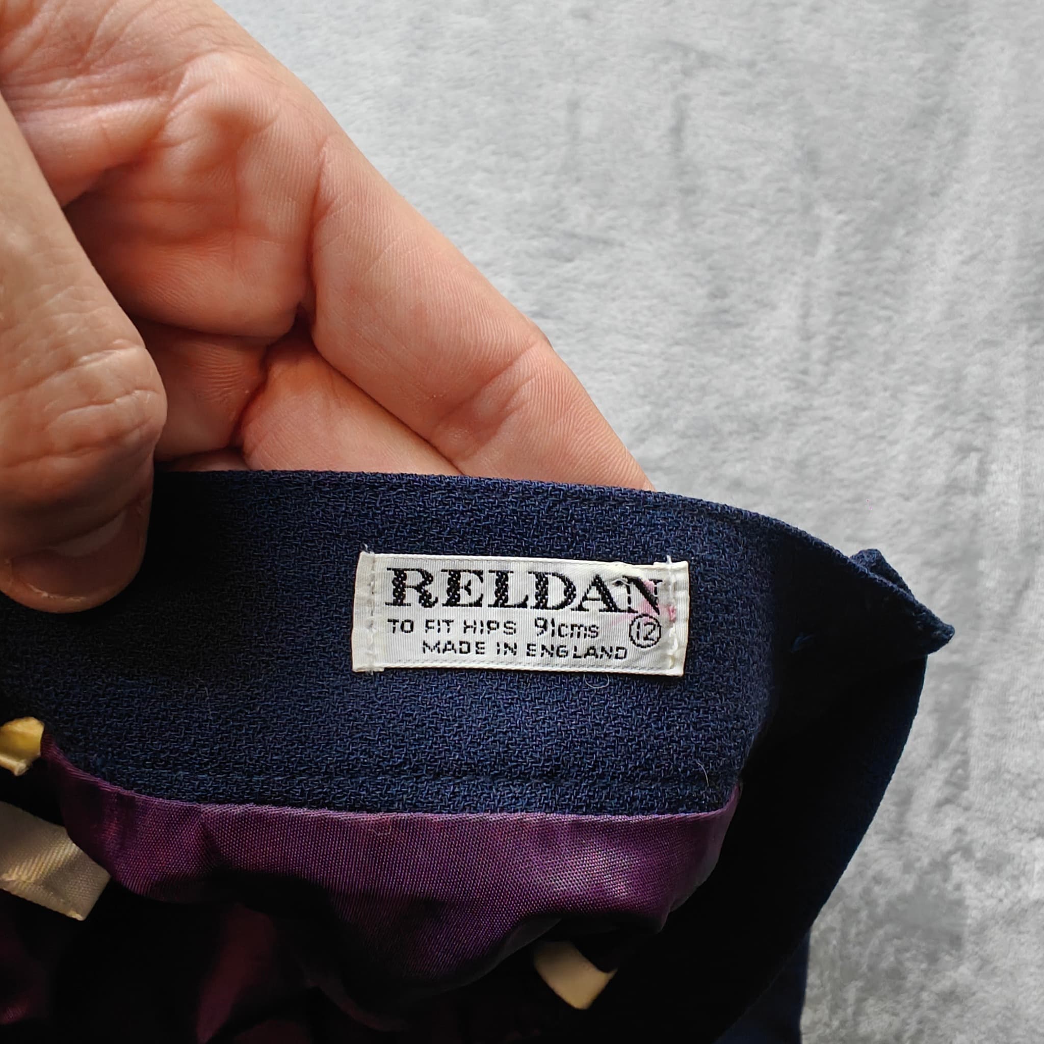 Vintage Reldan High-Waisted Midi Pencil Skirt Woman's UK 12 Navy Blue — photo 2 of 6