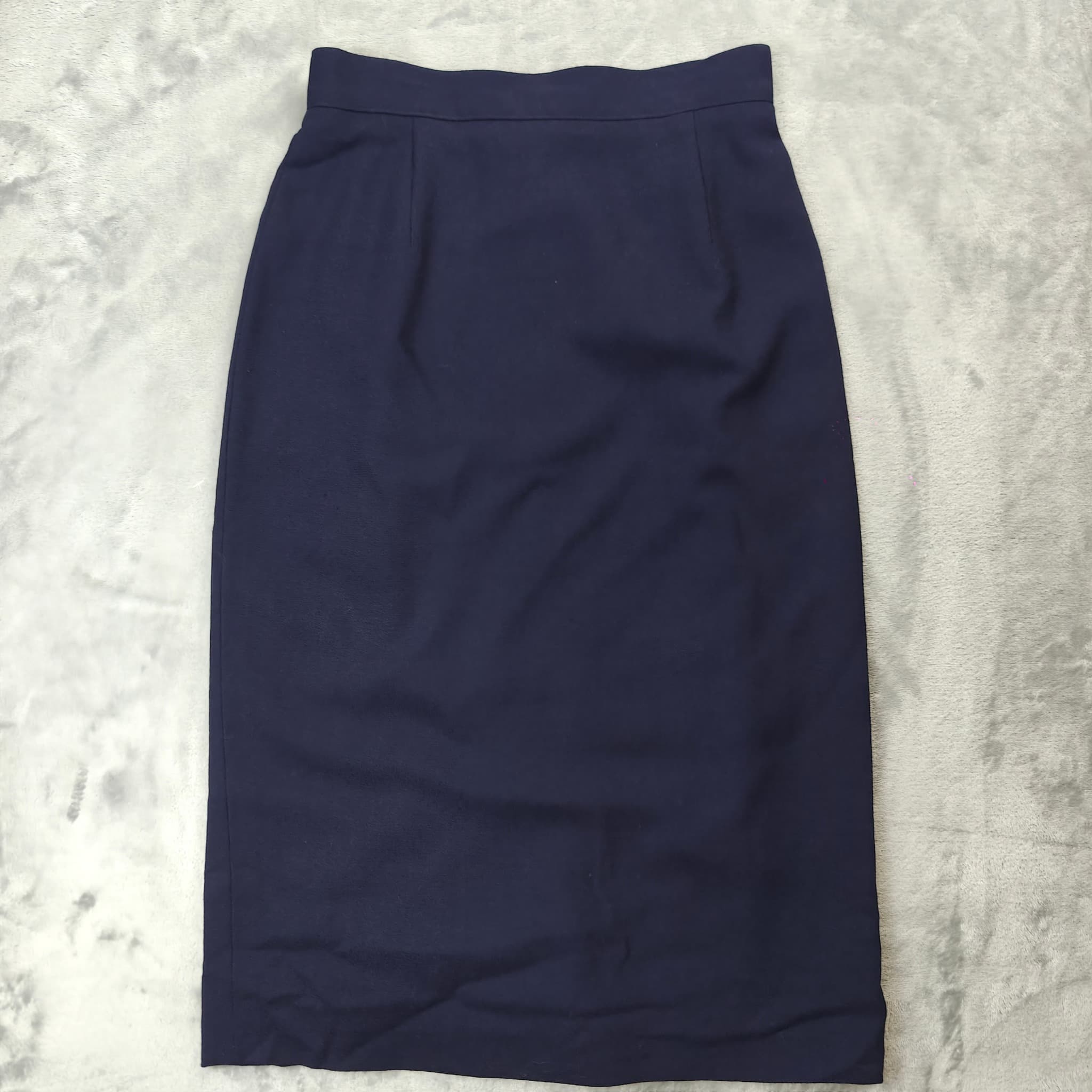 Vintage Reldan High-Waisted Midi Pencil Skirt Woman's UK 12 Navy Blue — photo 6 of 6
