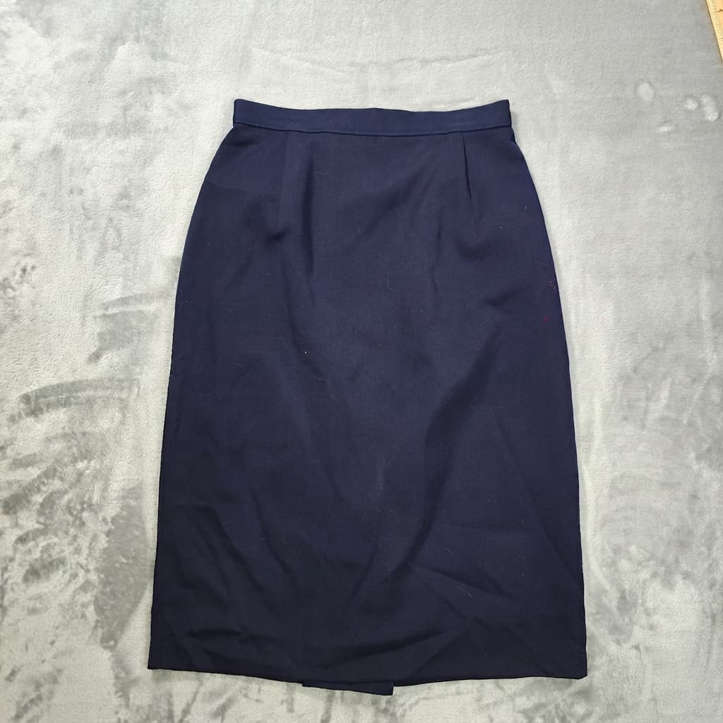 Vintage St Michael Navy Blue Wool Pencil Skirt Women's Size 10 — photo 1 of 7