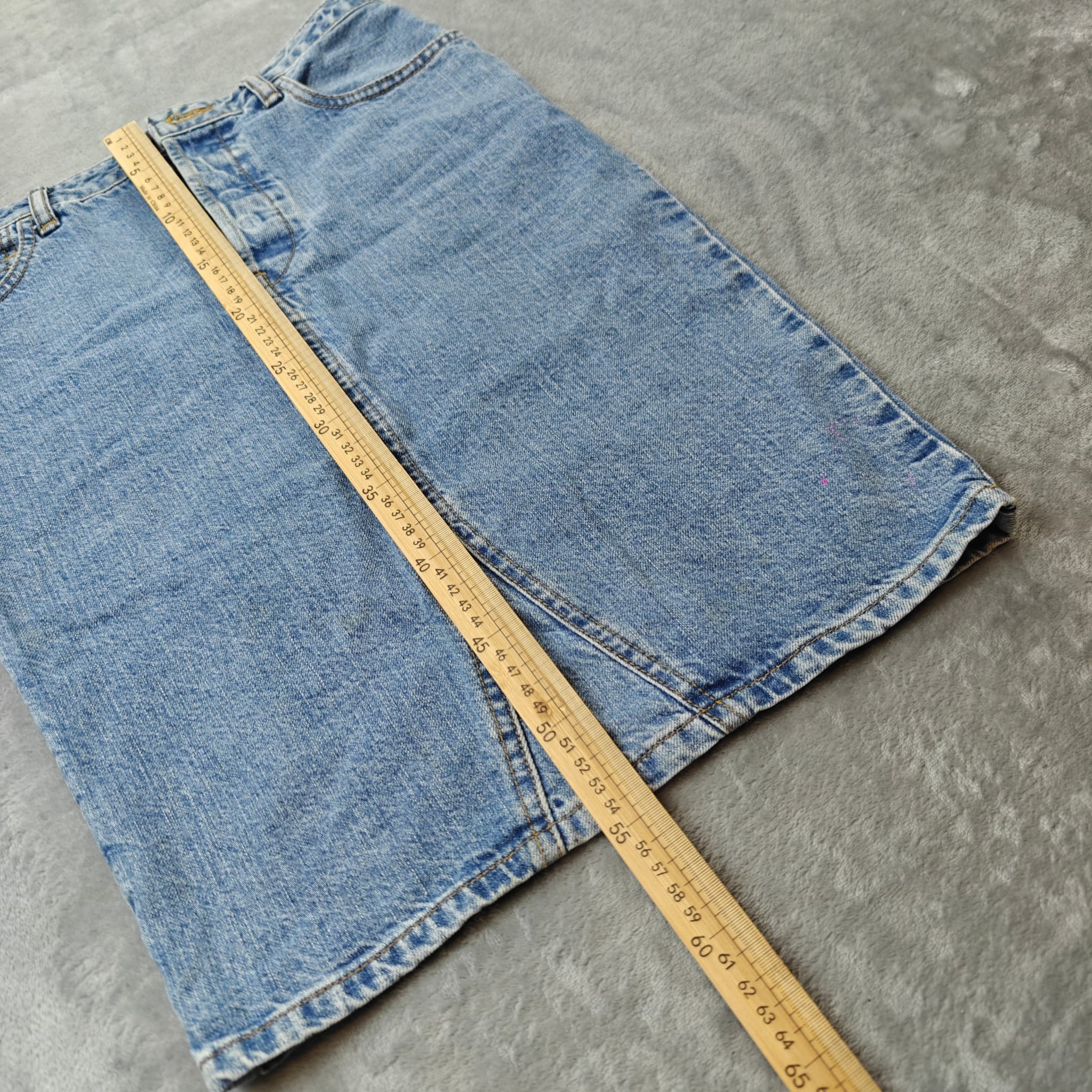 Vintage Style Denim Pencil Skirt With Front Slit Blue Size W24 — photo 4 of 8