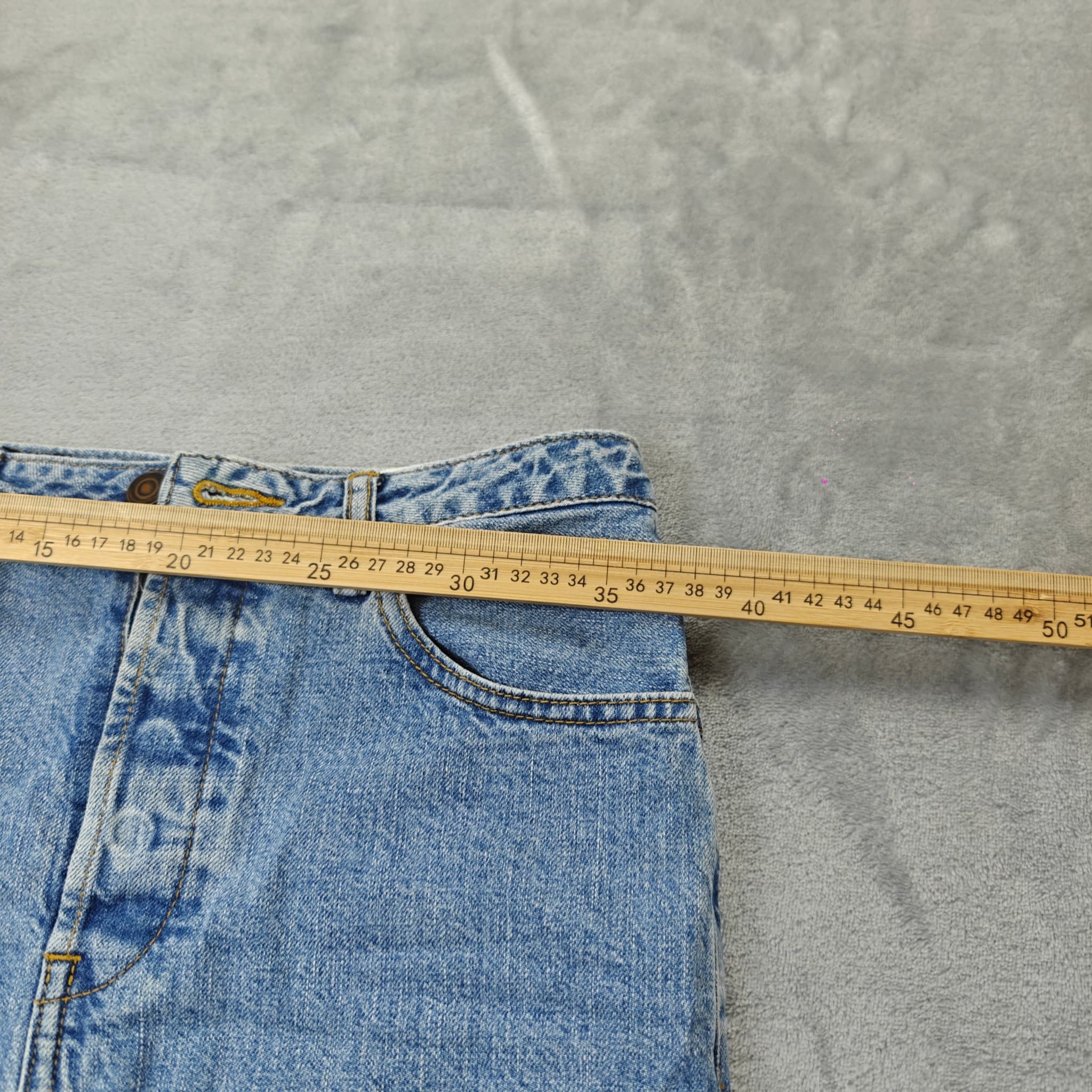 Vintage Style Denim Pencil Skirt With Front Slit Blue Size W24 — photo 5 of 8
