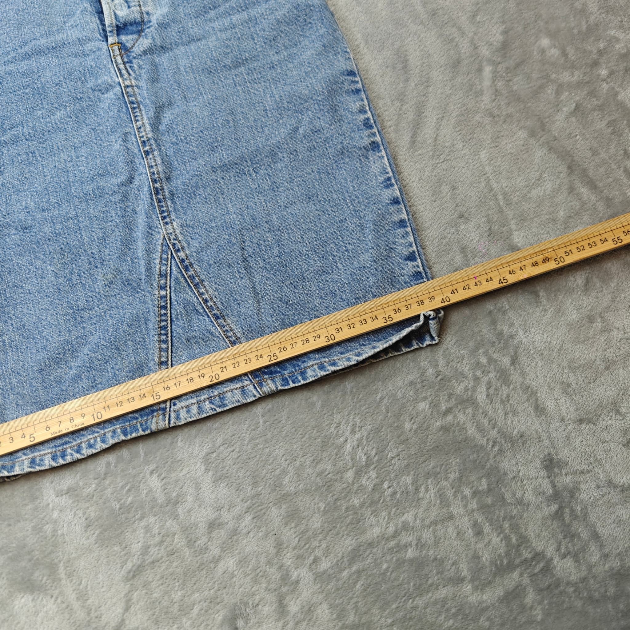 Vintage Style Denim Pencil Skirt With Front Slit Blue Size W24 — photo 6 of 8