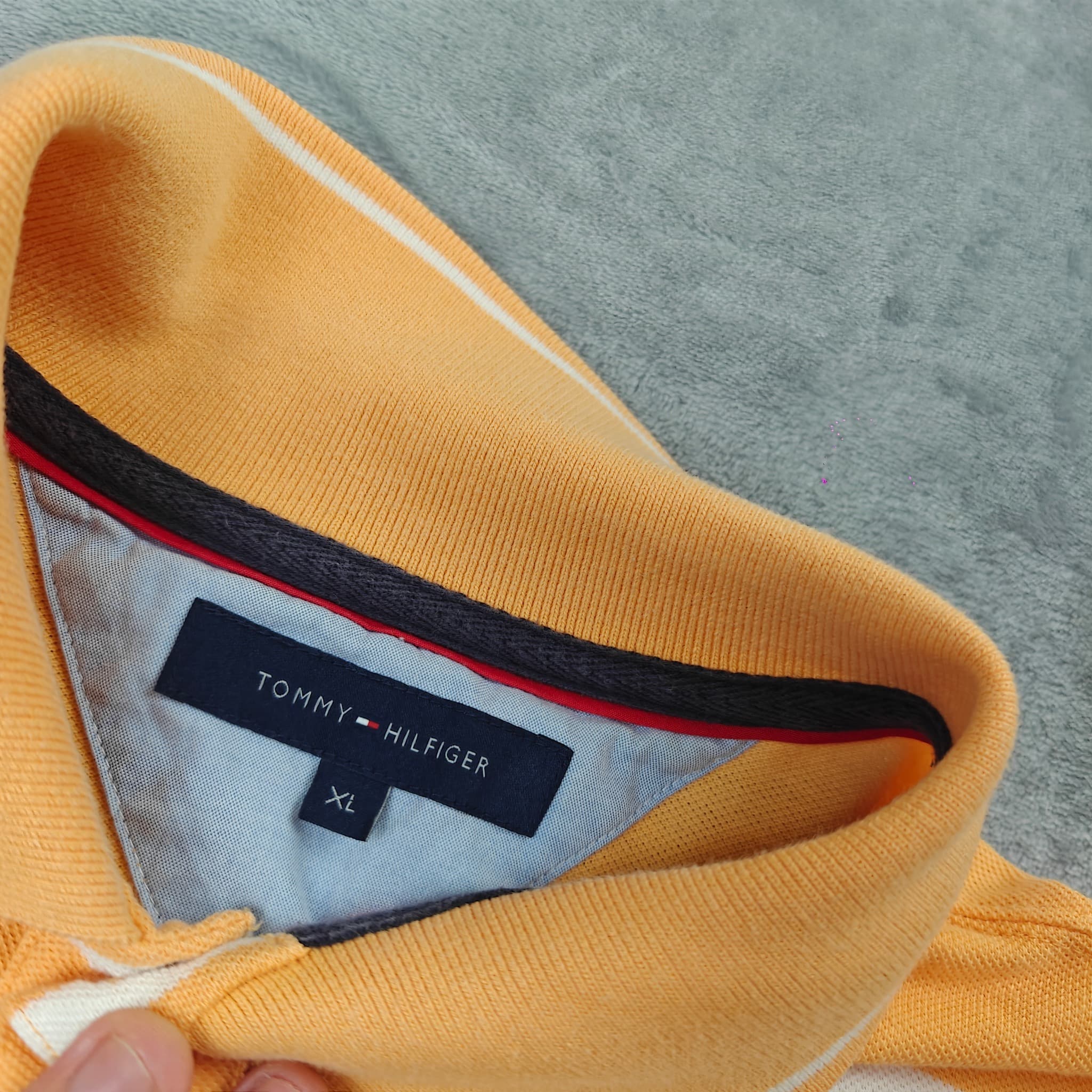 Vintage Tommy Hilfiger Polo Shirt Men's XL Yellow White Striped — photo 2 of 10