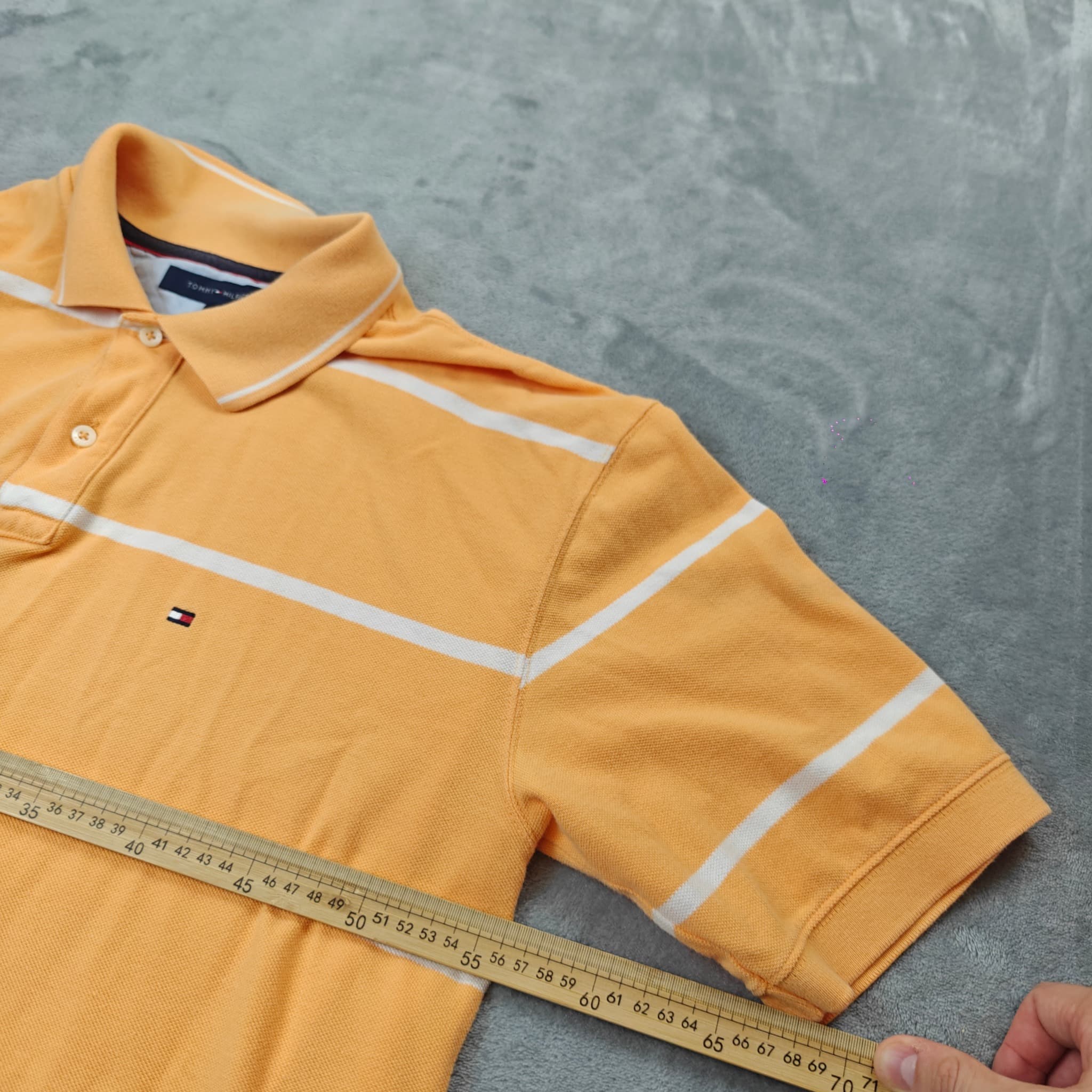 Vintage Tommy Hilfiger Polo Shirt Men's XL Yellow White Striped — photo 4 of 10