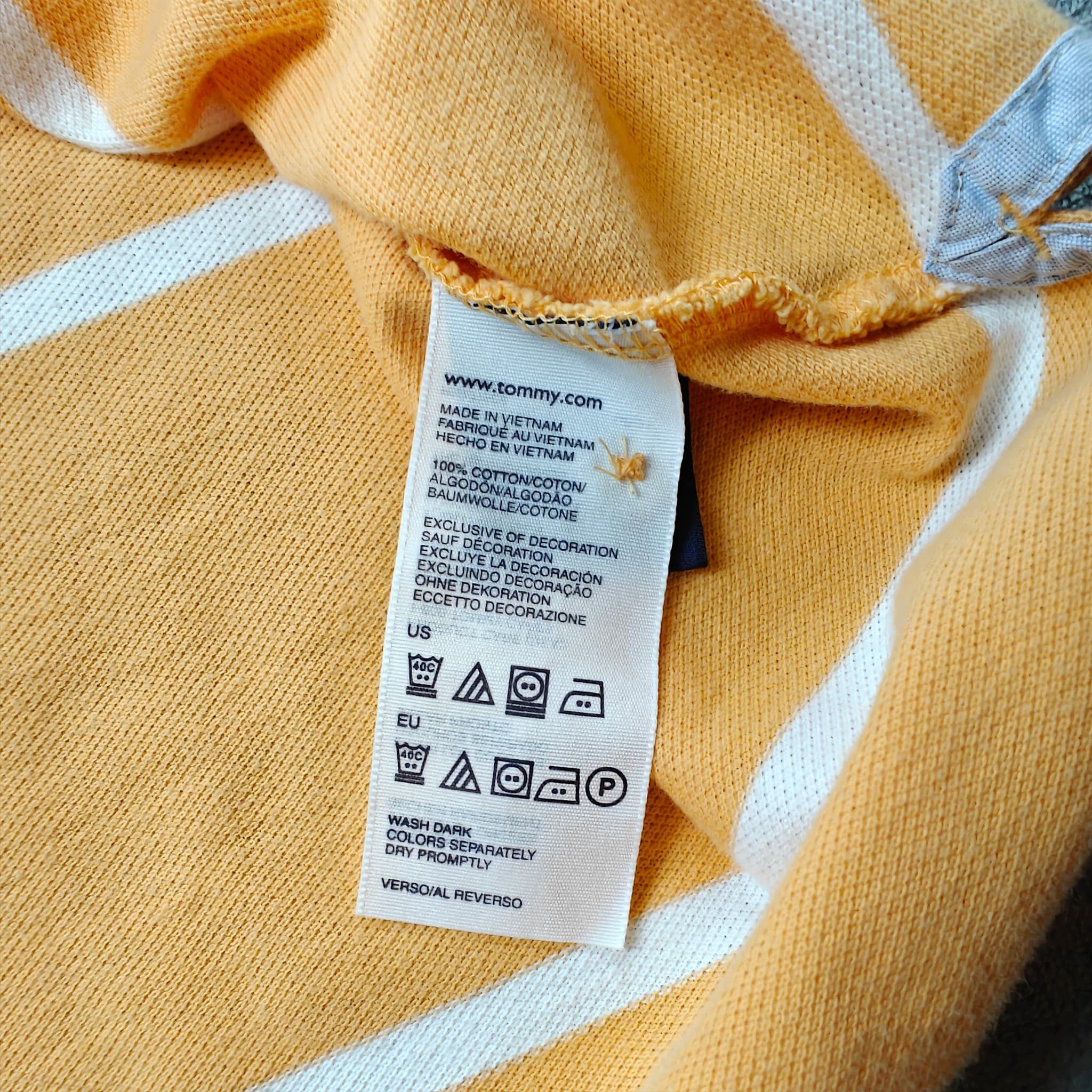 Vintage Tommy Hilfiger Polo Shirt Men's XL Yellow White Striped — photo 6 of 10