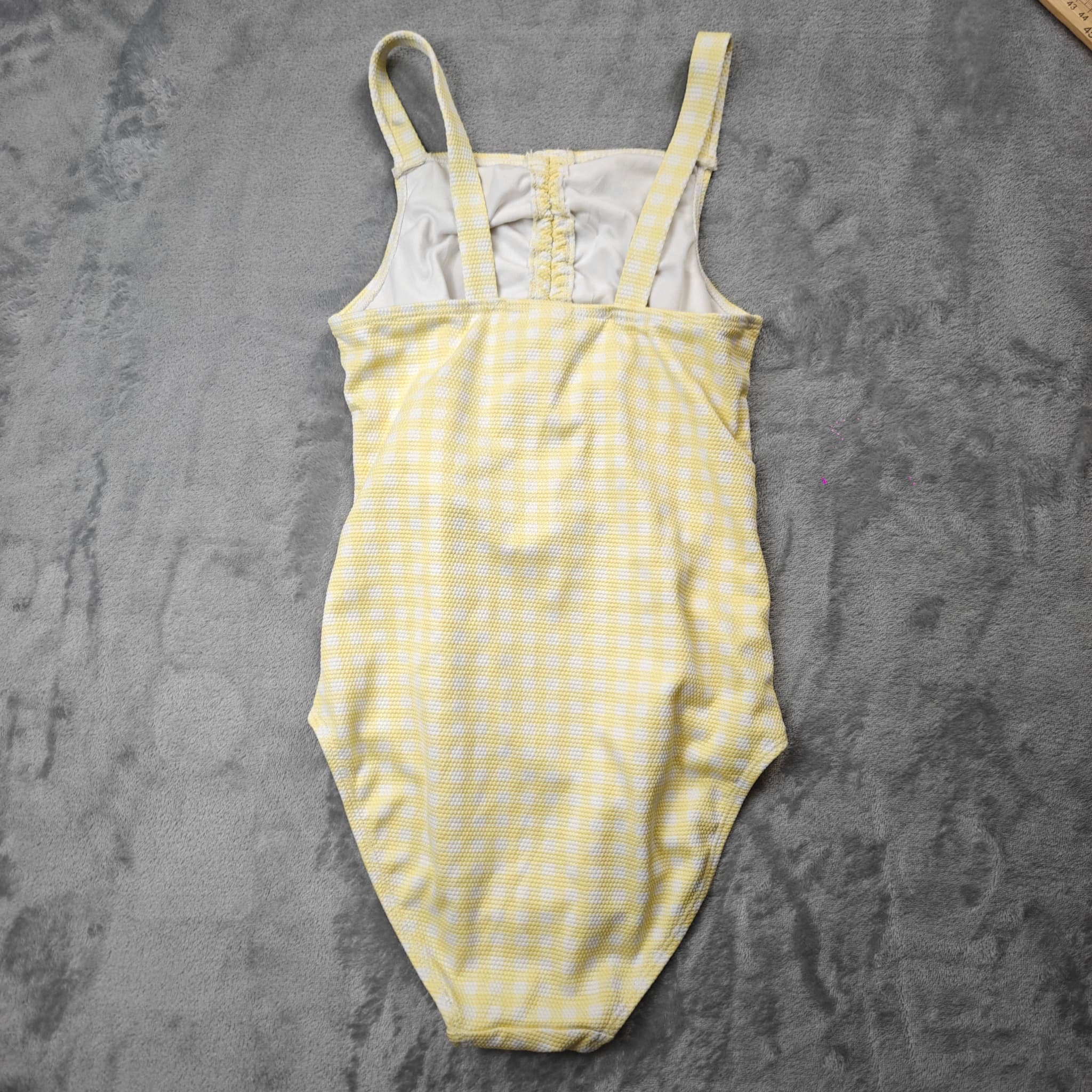 Wave Zone Yellow Gingham Ruched Cutout One-Piece Swimsuit Size 12 — photo 5 of 6