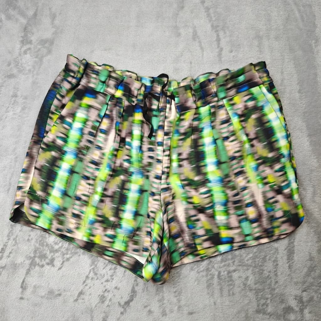 Witchery Abstract Print Drawstring Shorts - Green Multi Size 12 — photo 1 of 6