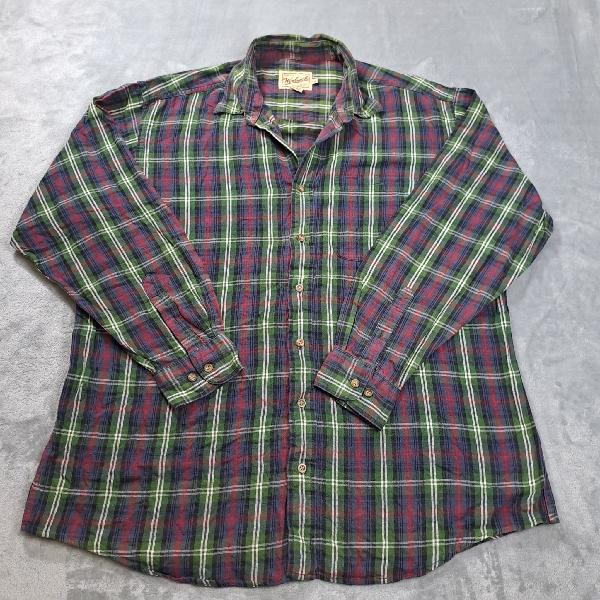 Woolrich Vintage Plaid Flannel Button-Down Shirt Men's XL Green Purple — photo 1 of 5