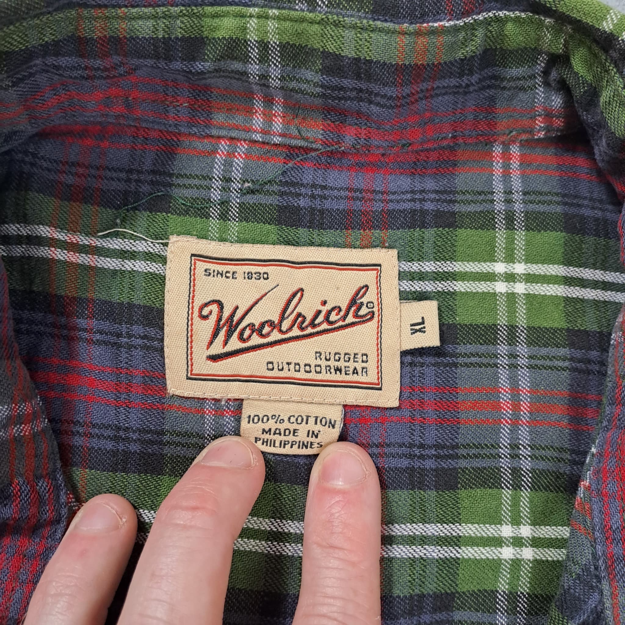 Woolrich Vintage Plaid Flannel Button-Down Shirt Men's XL Green Purple — photo 2 of 5