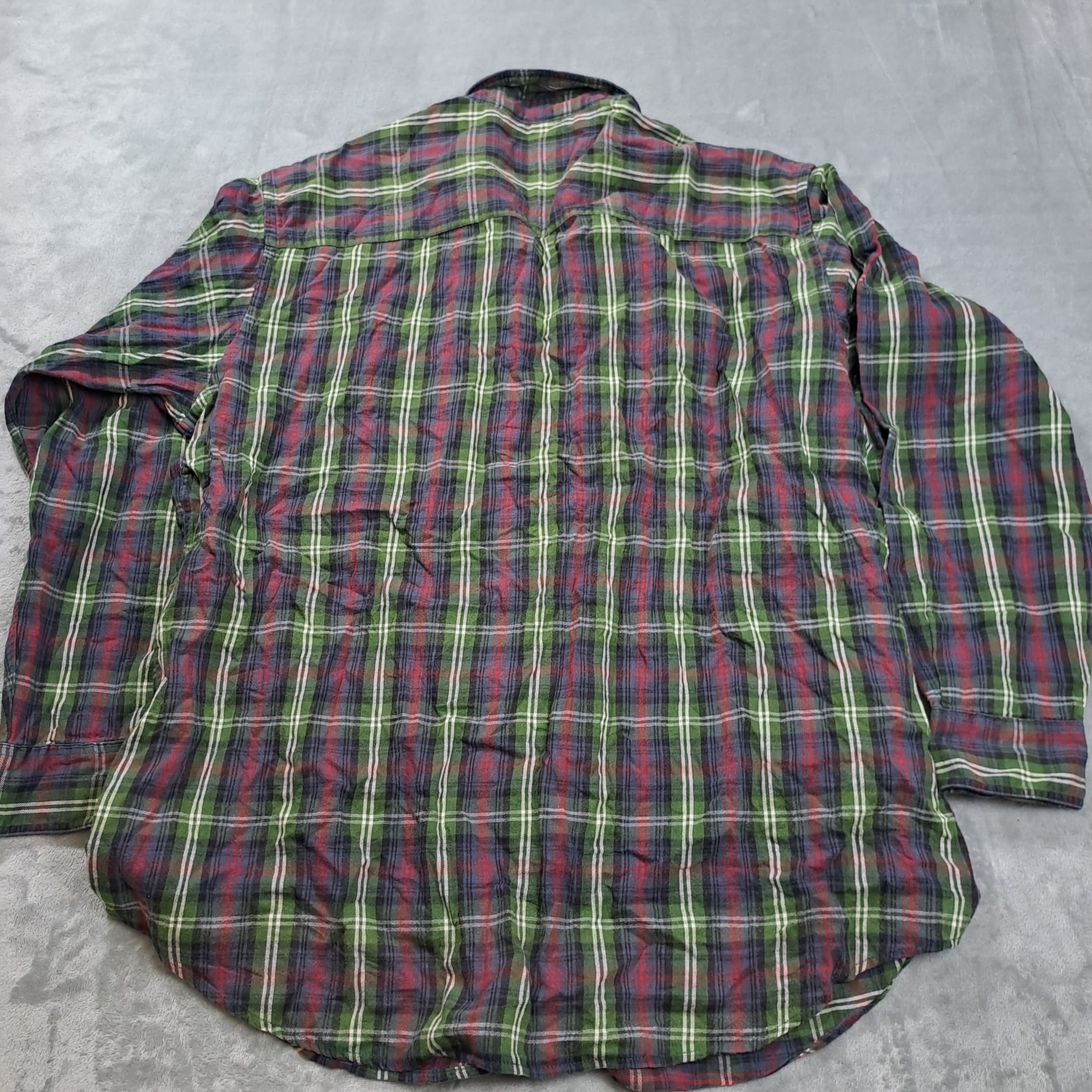 Woolrich Vintage Plaid Flannel Button-Down Shirt Men's XL Green Purple — photo 5 of 5