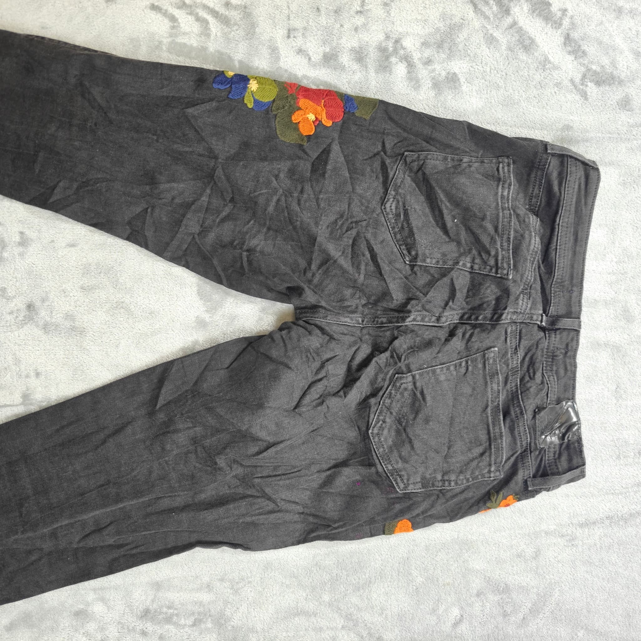 ZARA BASIC Basic Z1975 Black Floral Embroidered Skinny Jeans Women's Size 36 — photo 6 of 6