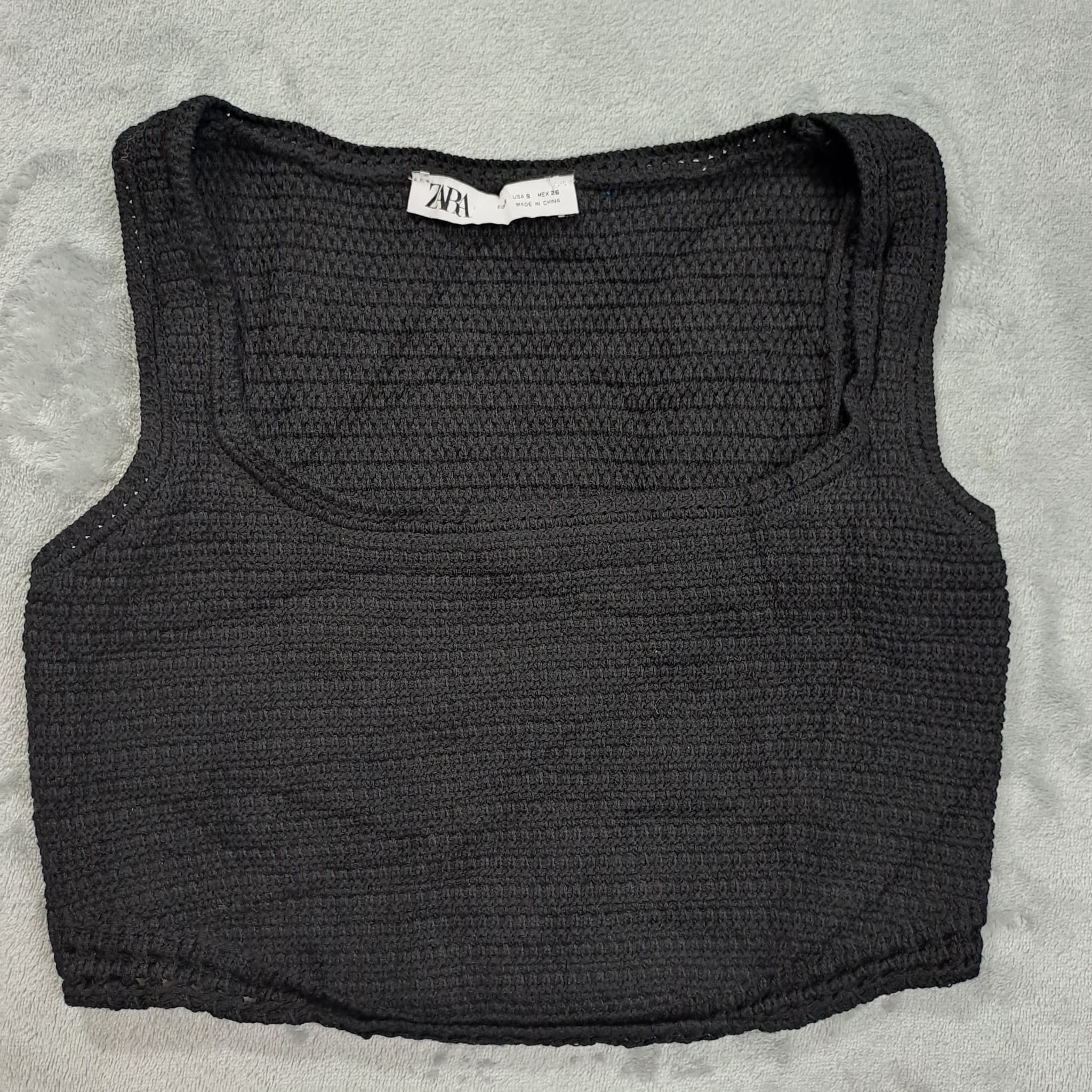 Zara Black Crochet Knit Crop Top Women's Size S — photo 1 of 5