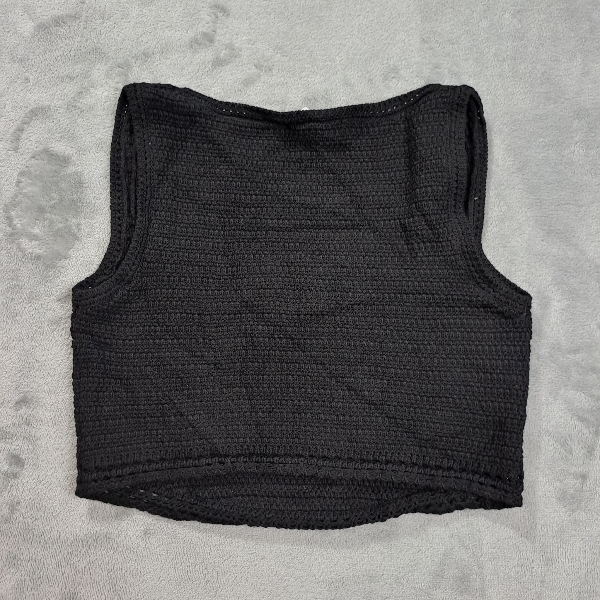 Zara Black Crochet Knit Crop Top Women's Size S — photo 5 of 5