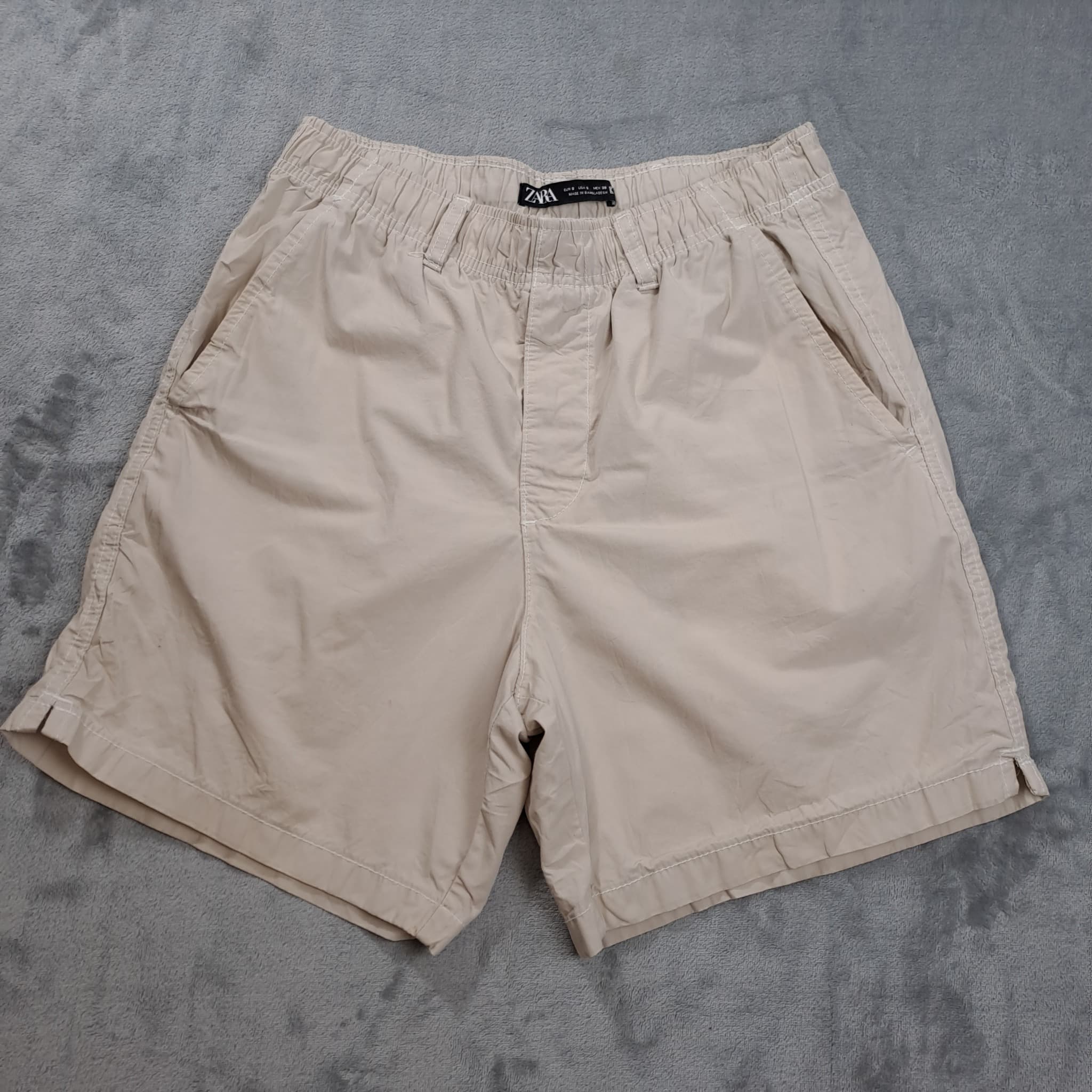 Zara Men's Beige Cotton Elastic Waist Shorts Size S — photo 1 of 8
