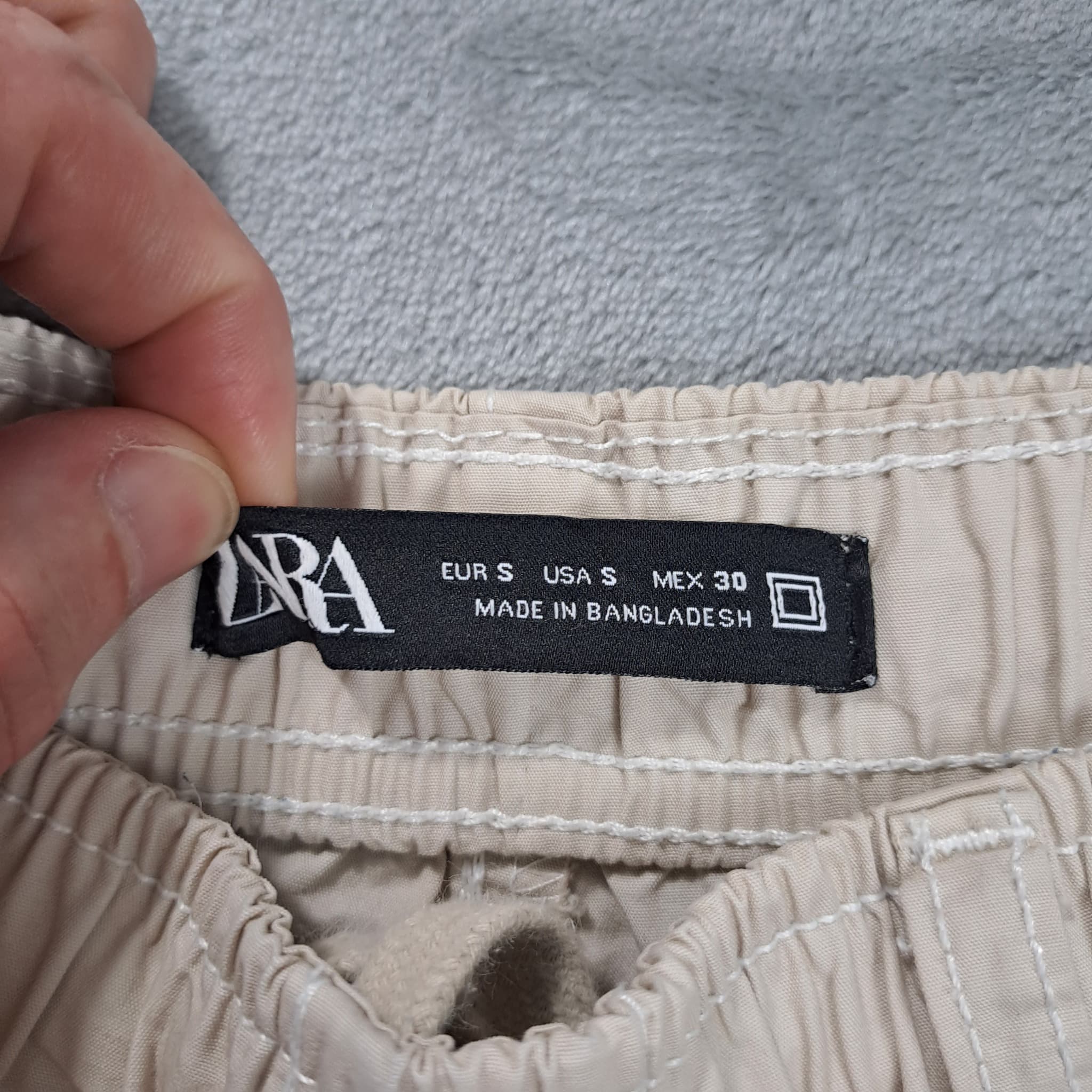 Zara Men's Beige Cotton Elastic Waist Shorts Size S — photo 4 of 8