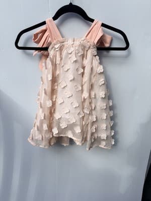 Chloé and Amélie Floral Dress - Peach 3D Applique Tie-Strap Size 2 — photo 1 of 7