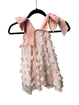 Chloé and Amélie Floral Dress - Peach 3D Applique Tie-Strap Size 2 — photo 2 of 7