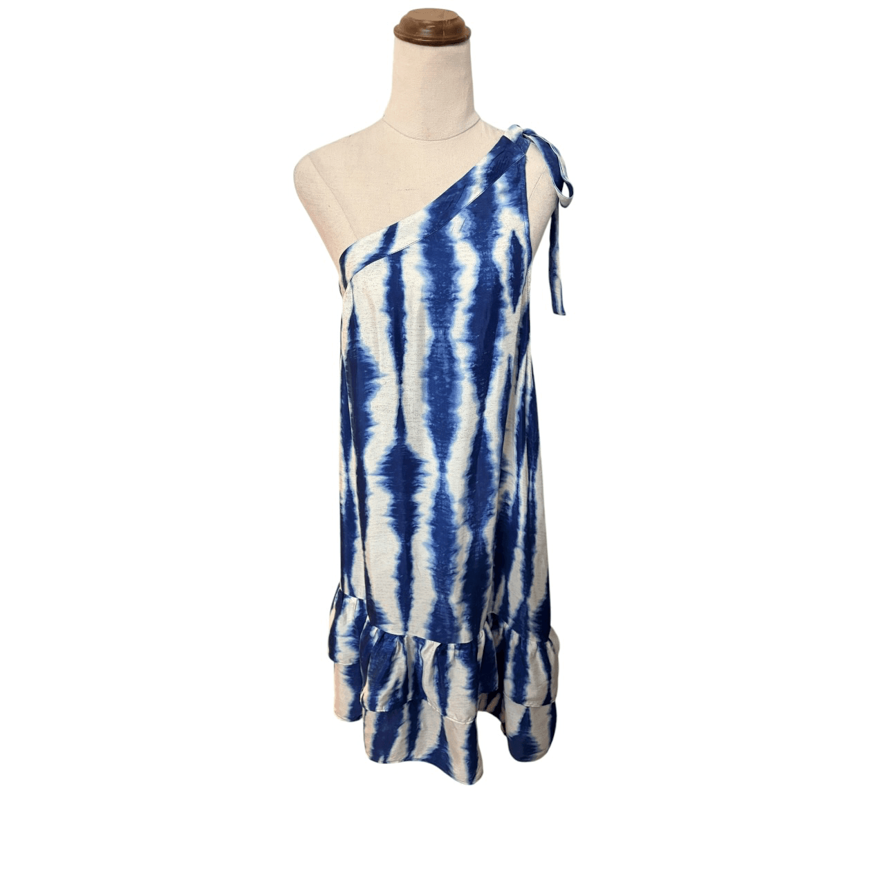 Adorne One-Shoulder Tie-Dye Dress Blue White Size 16 — photo 4 of 8
