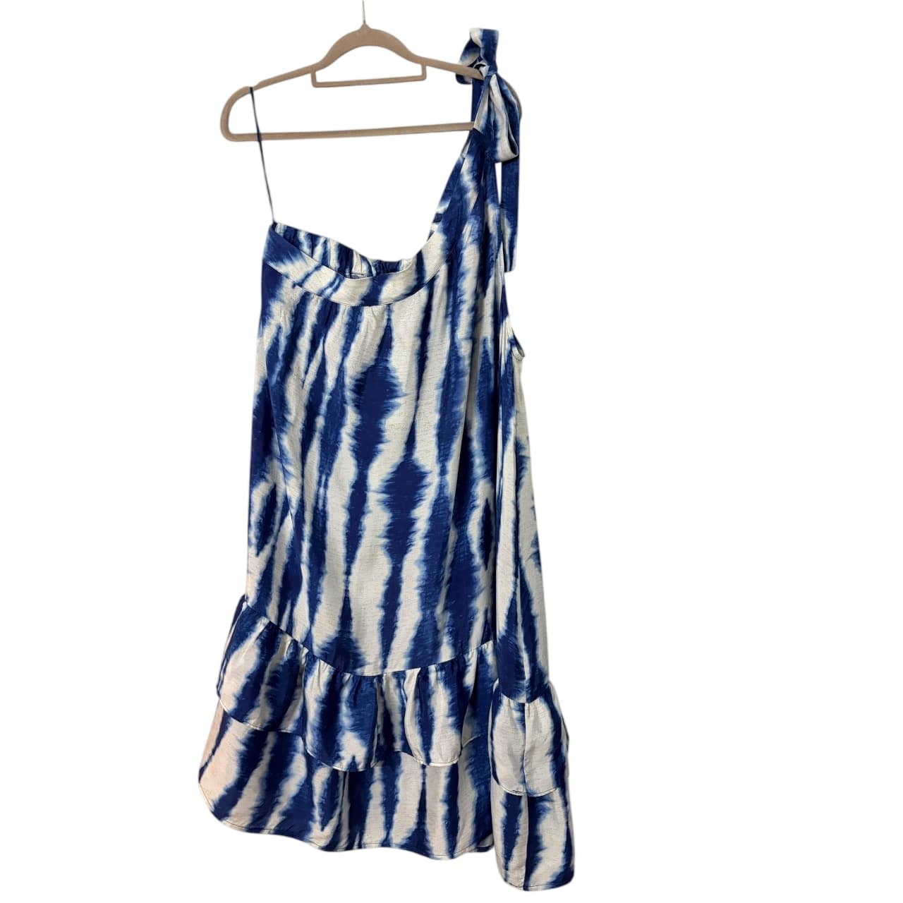 Adorne One-Shoulder Tie-Dye Dress Blue White Size 16 — photo 5 of 8