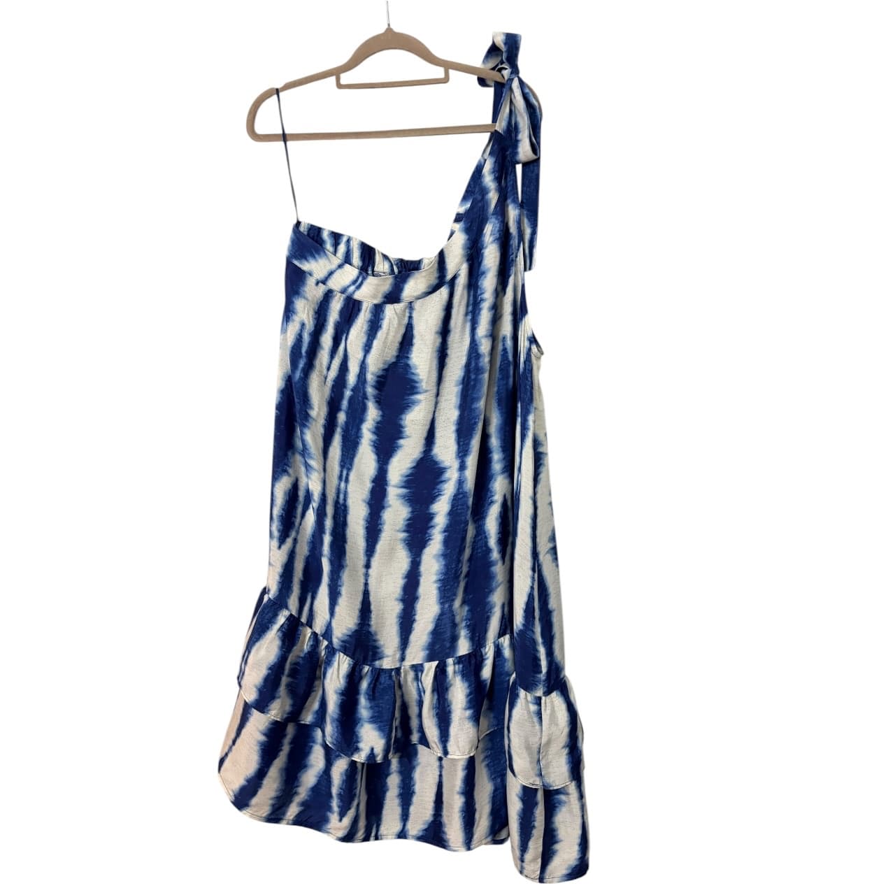Adorne One-Shoulder Tie-Dye Dress Blue White Size 16 — photo 6 of 8