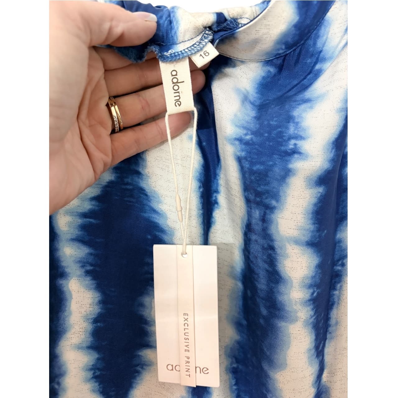 Adorne One-Shoulder Tie-Dye Dress Blue White Size 16 — photo 7 of 8