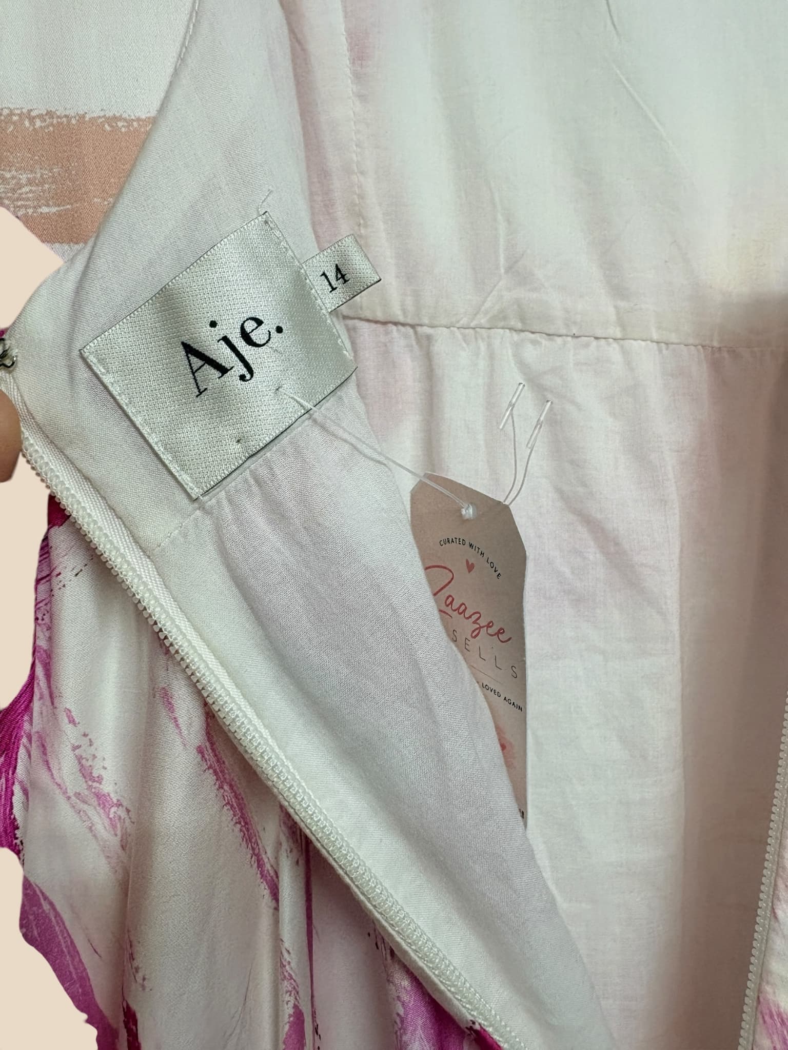 Aje. Alegro Maxi Dress Abstract Print Cutout Pink Women's 14 — photo 5 of 8