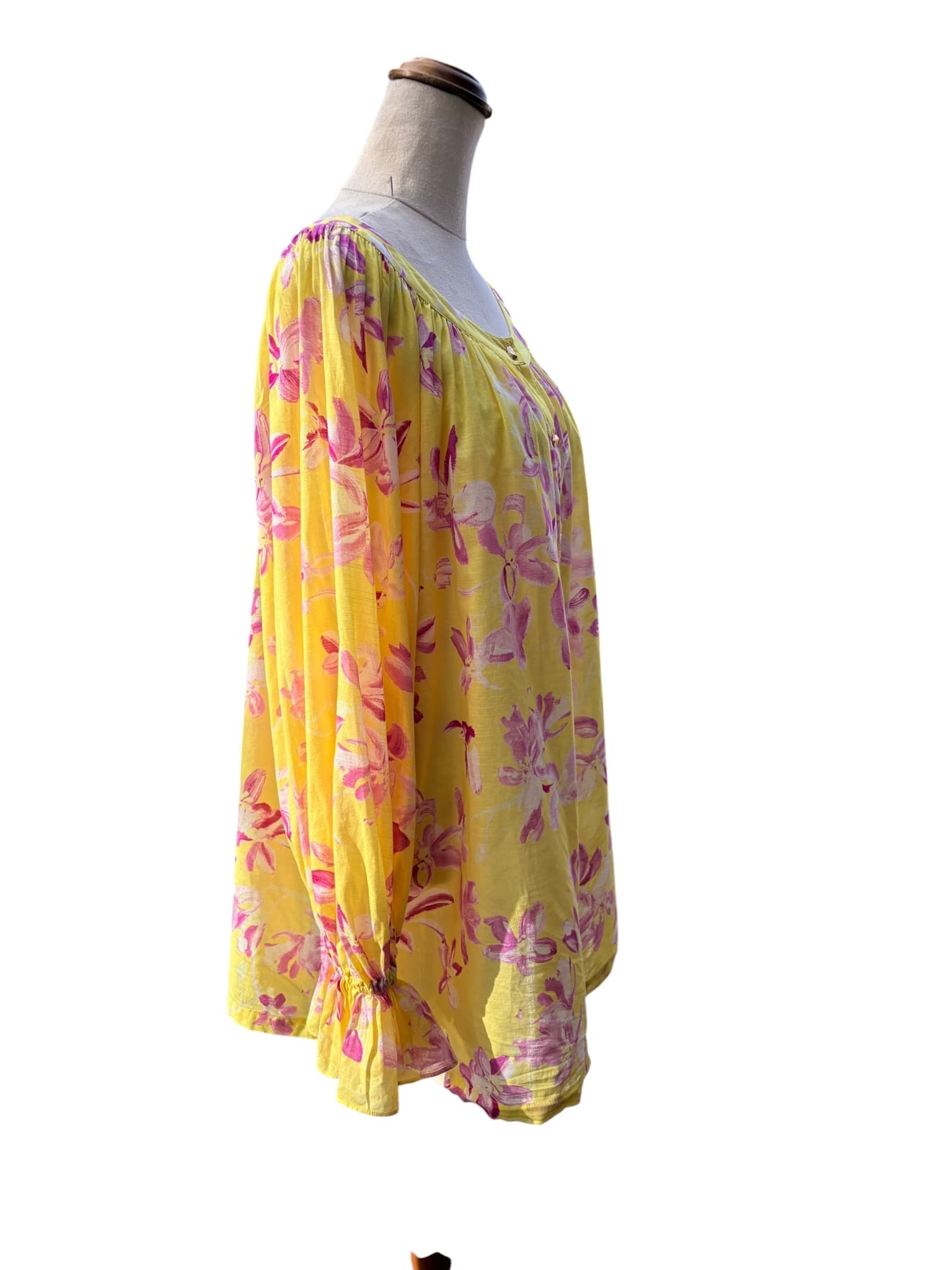 Aje. Floral Button-Down Tunic Yellow and Pink OS — photo 6 of 11