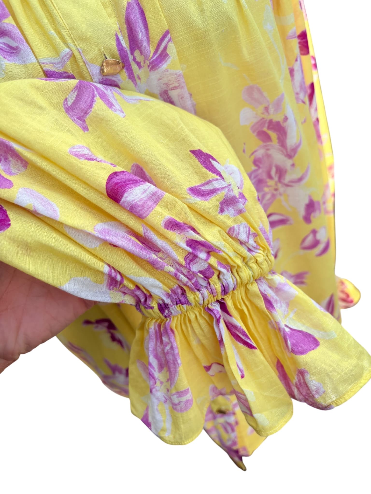Aje. Floral Button-Down Tunic Yellow and Pink OS — photo 9 of 11