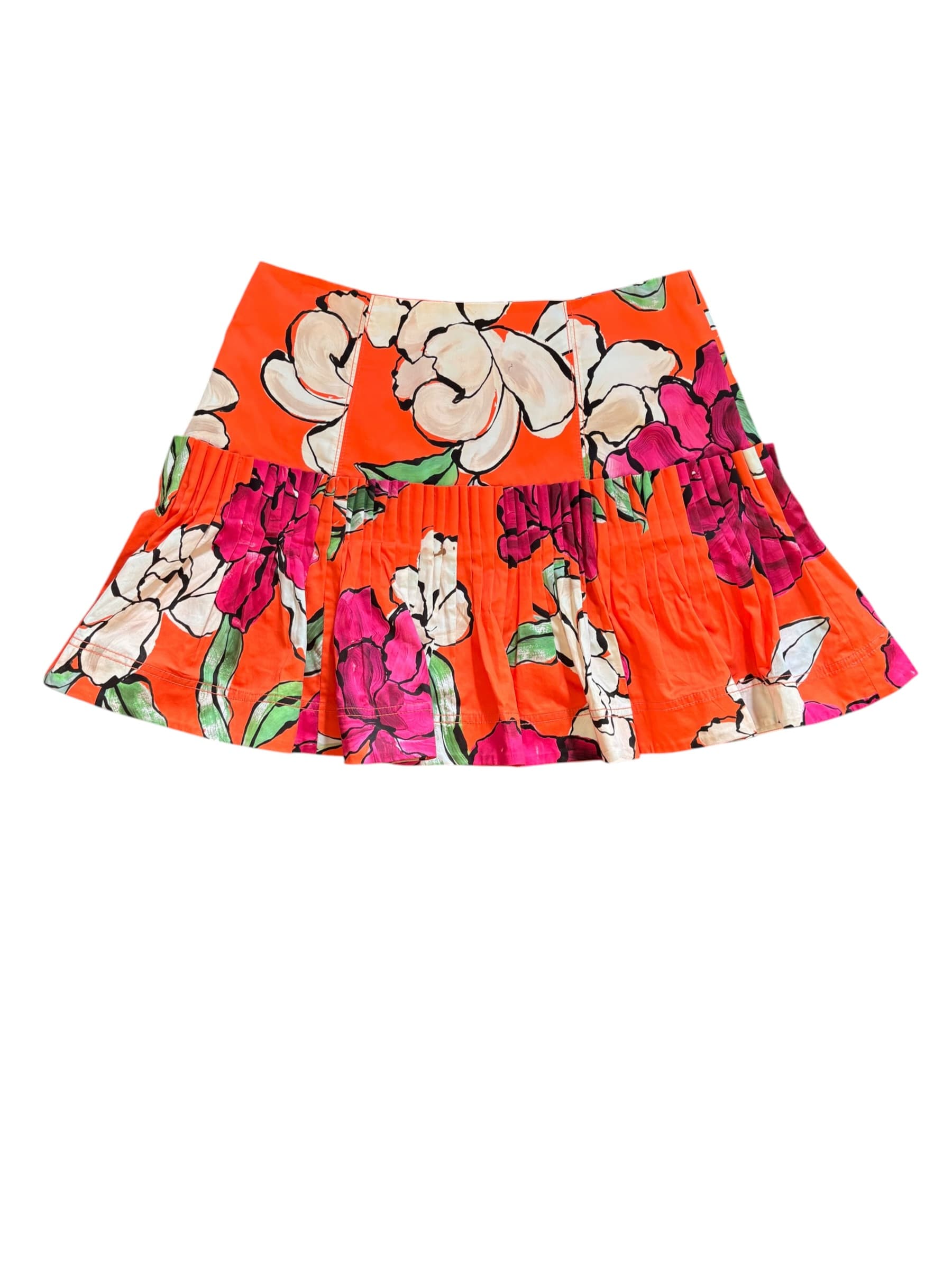 Aje. Floral Pleated Mini Skirt Orange Size 14 — photo 1 of 2