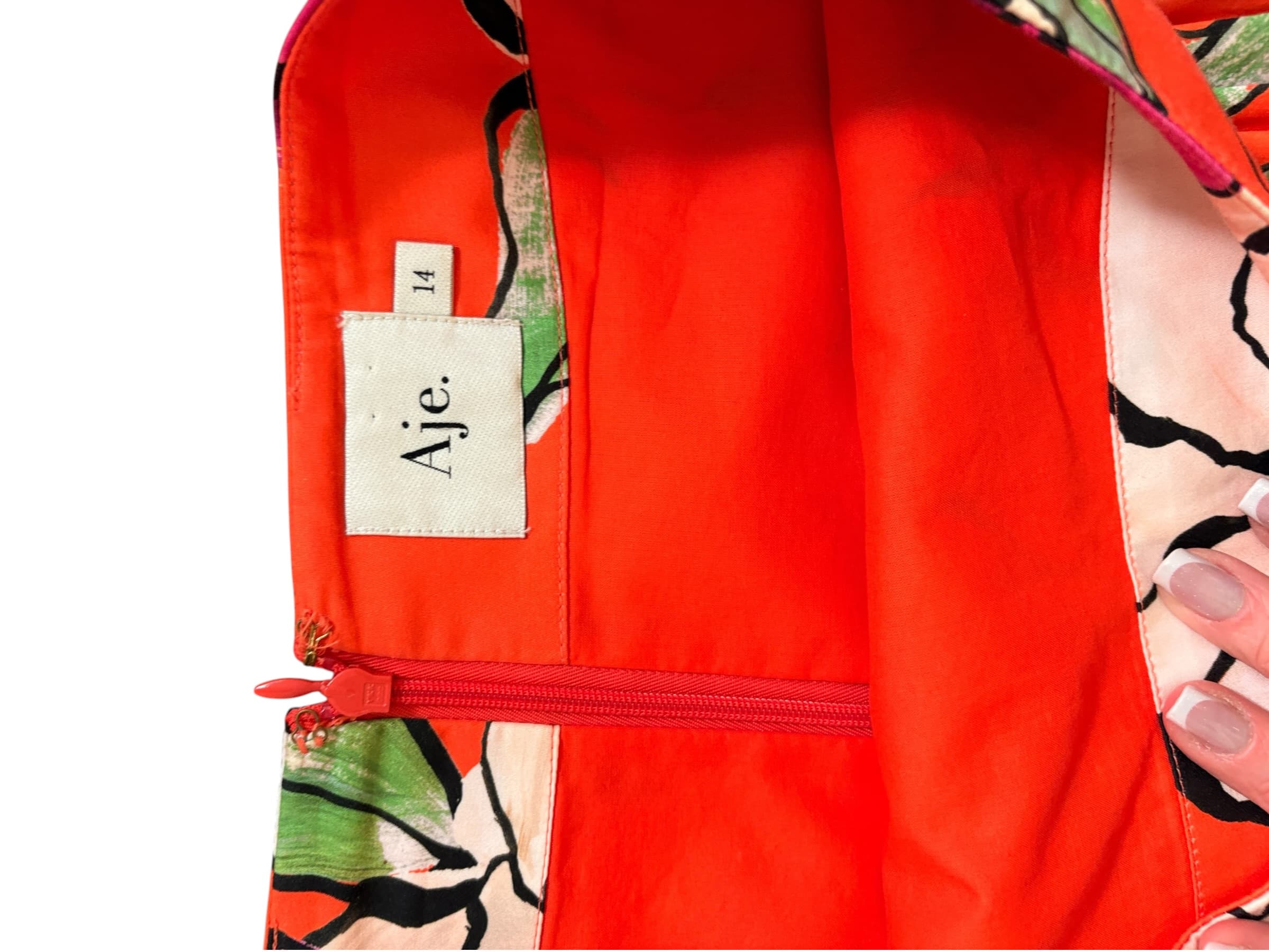 Aje. Floral Pleated Mini Skirt Orange Size 14 — photo 2 of 2