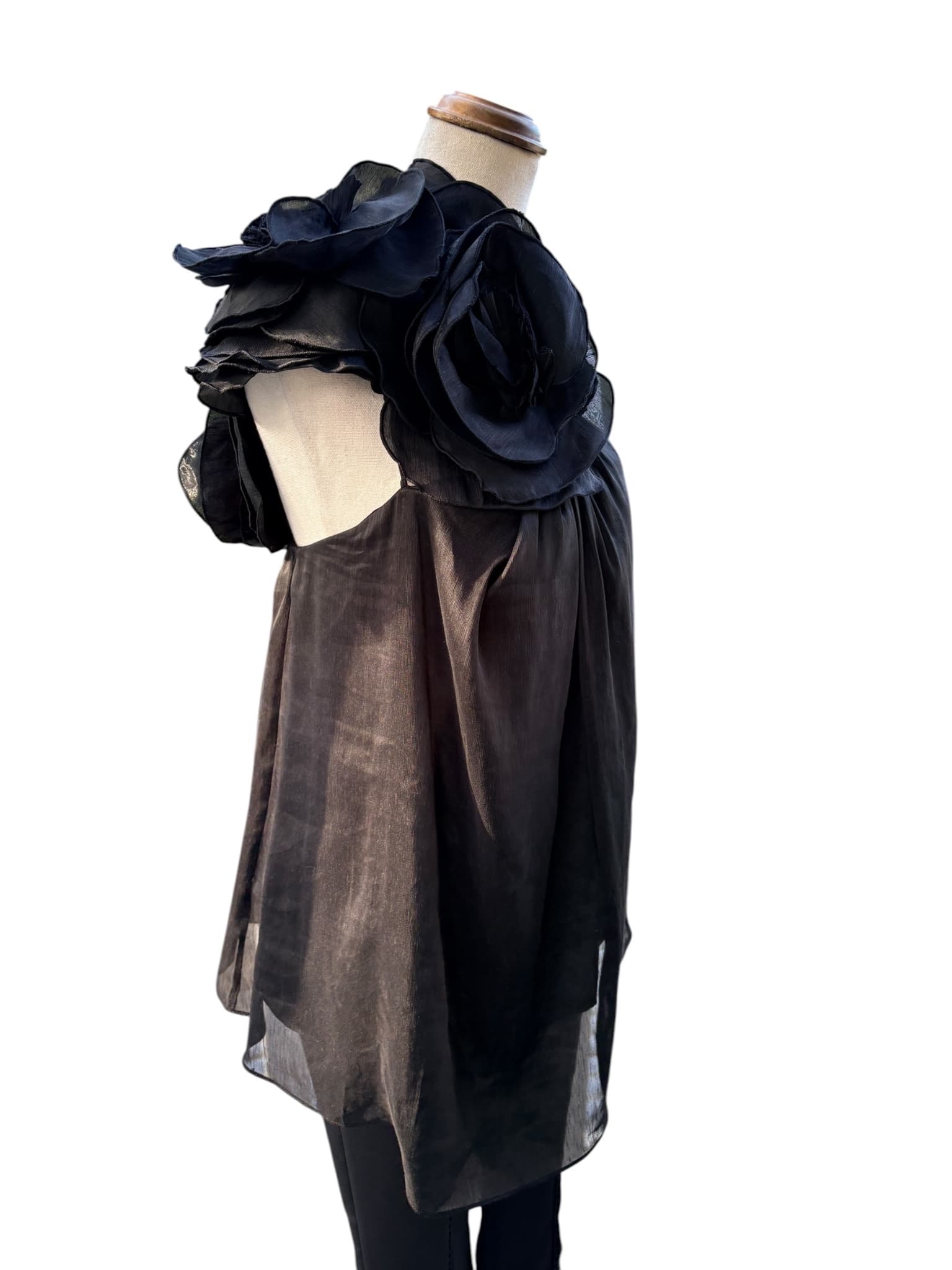 Aje. One-Shoulder Chiffon Blouse Black Size 8 — photo 2 of 7