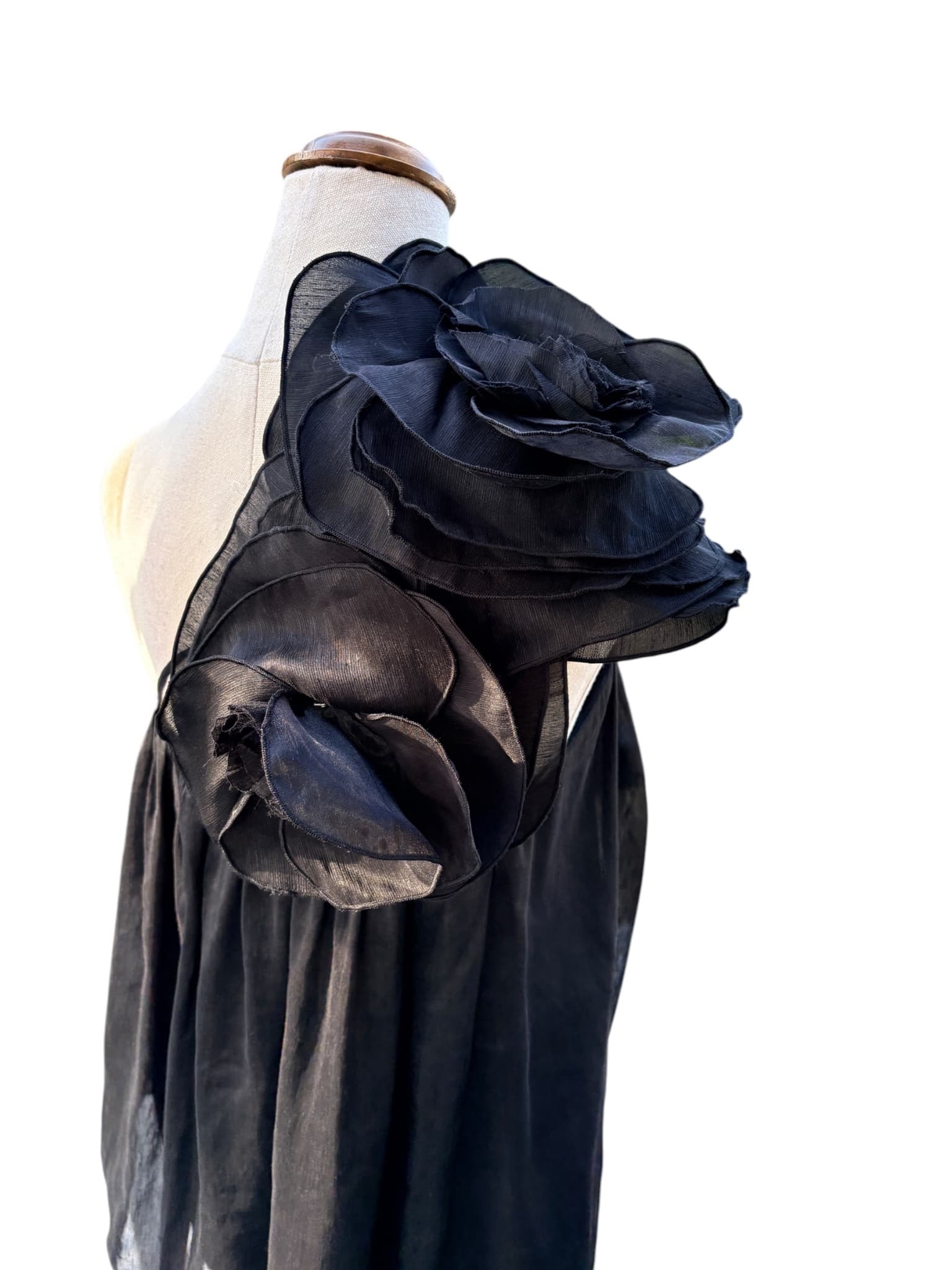 Aje. One-Shoulder Chiffon Blouse Black Size 8 — photo 4 of 7