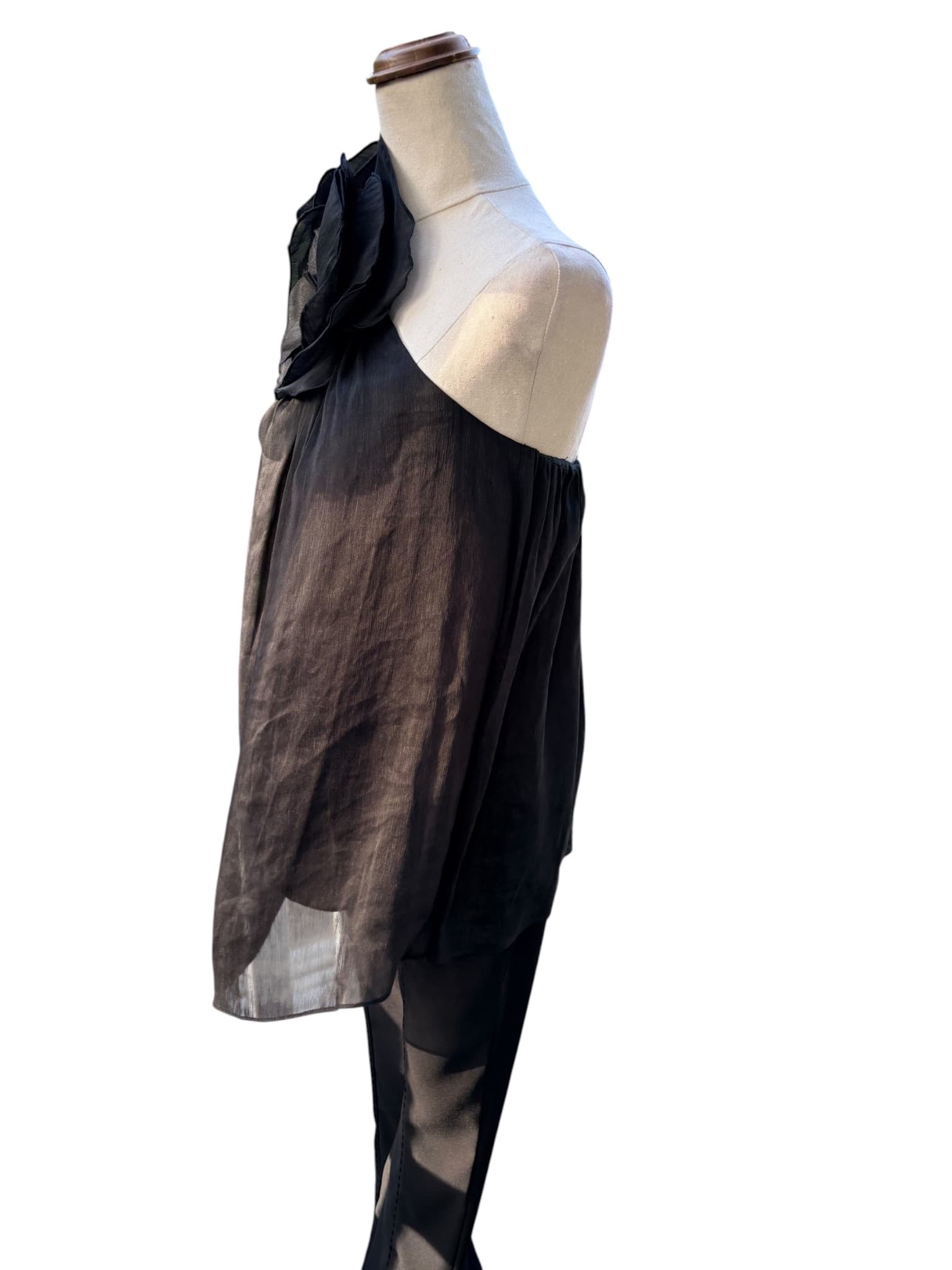 Aje. One-Shoulder Chiffon Blouse Black Size 8 — photo 7 of 7