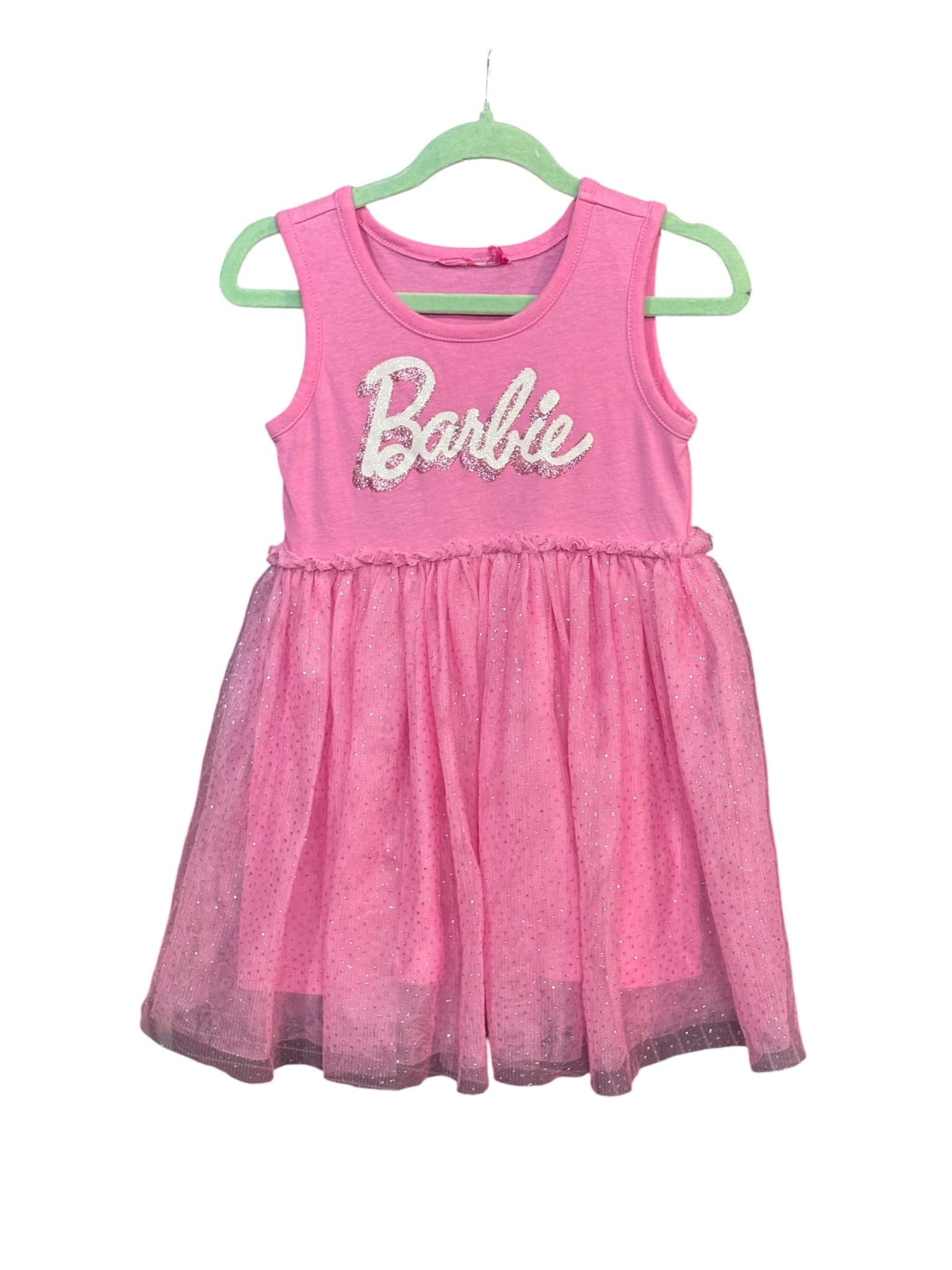 Barbie Tank Dress Glitter Tulle Logo Pink Girls