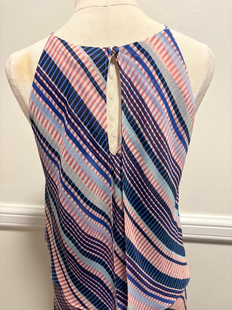 Basque Striped Chiffon Midi Dress - Women's Size 14 — photo 3 of 8