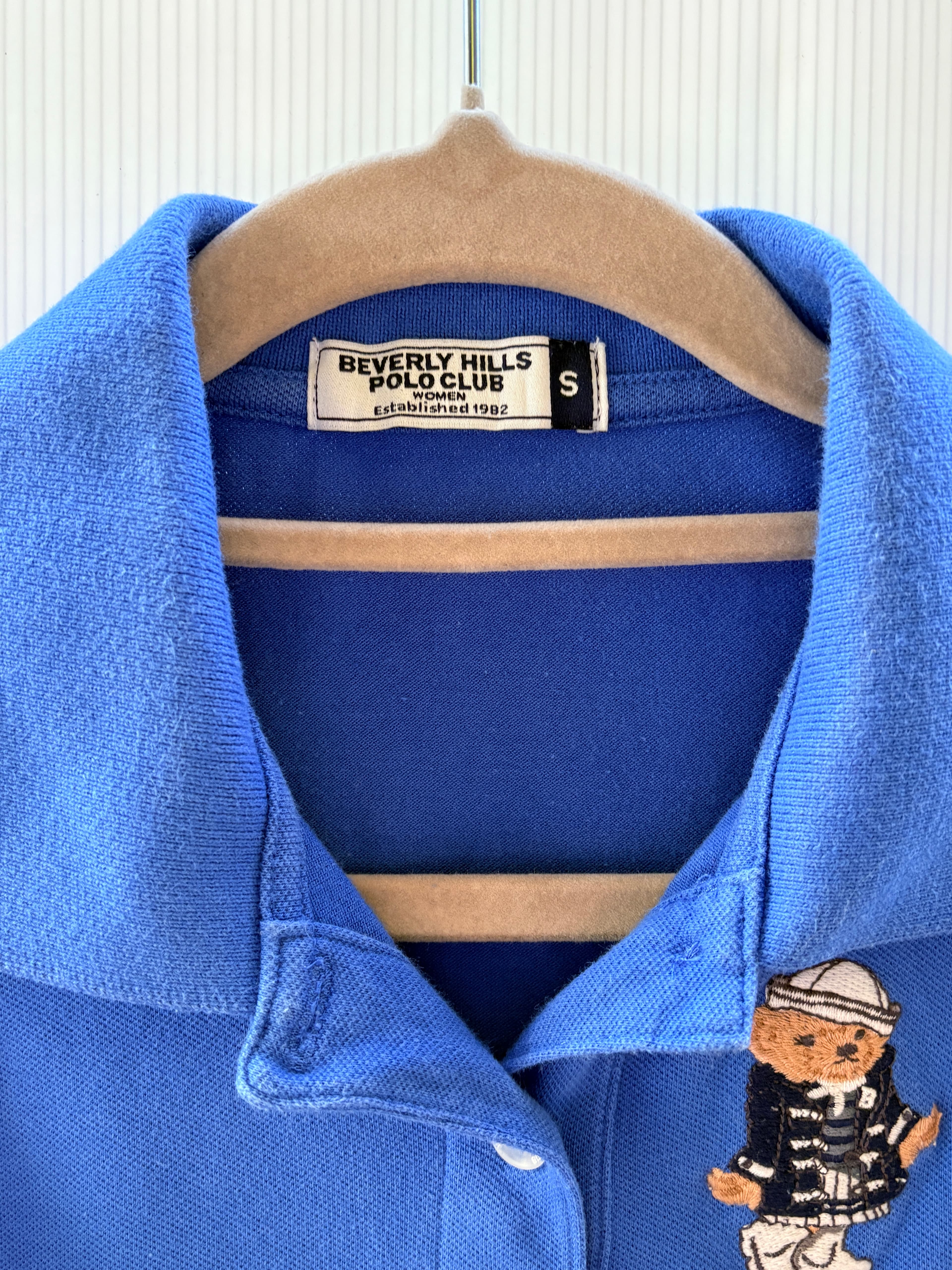 Beverly Hills Polo Club Sleeveless Polo Shirt Blue Bear Embroidery Women's S — photo 5 of 6