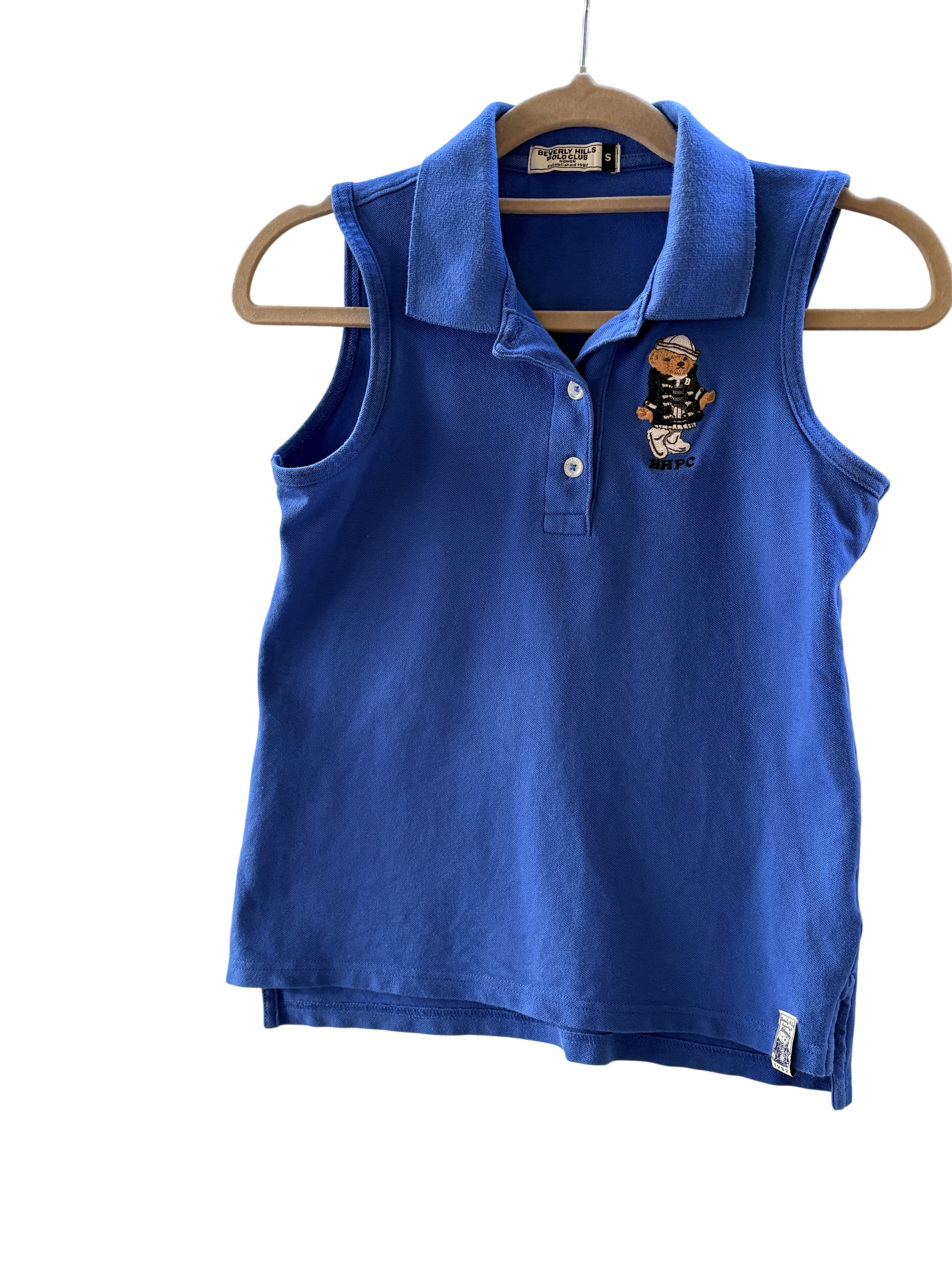 Beverly Hills Polo Club Sleeveless Polo Shirt Blue Bear Embroidery Women's S — photo 1 of 6