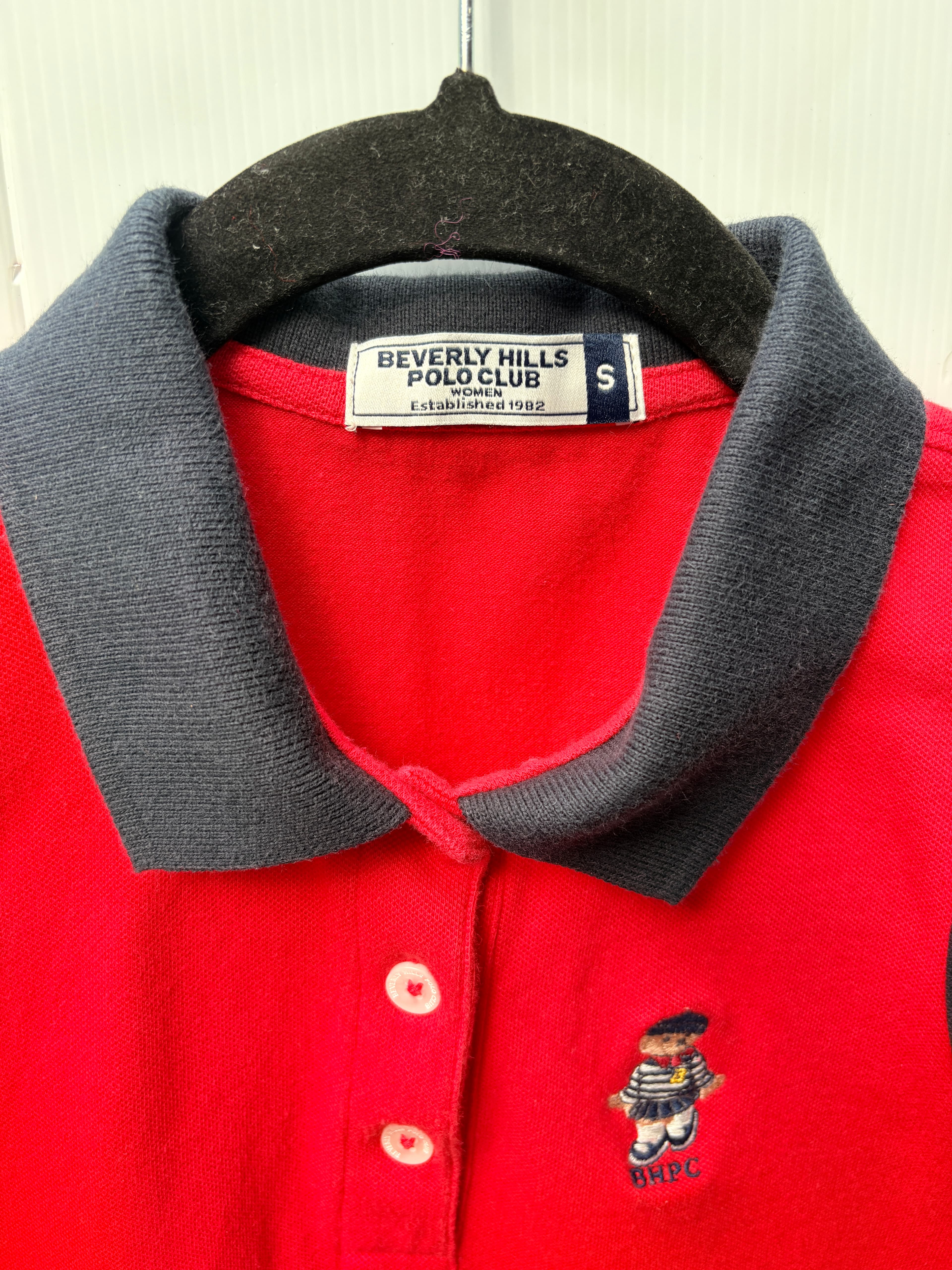 Beverly Hills Polo Club Sleeveless Polo Shirt Red Bear Embroidery Small — photo 6 of 7