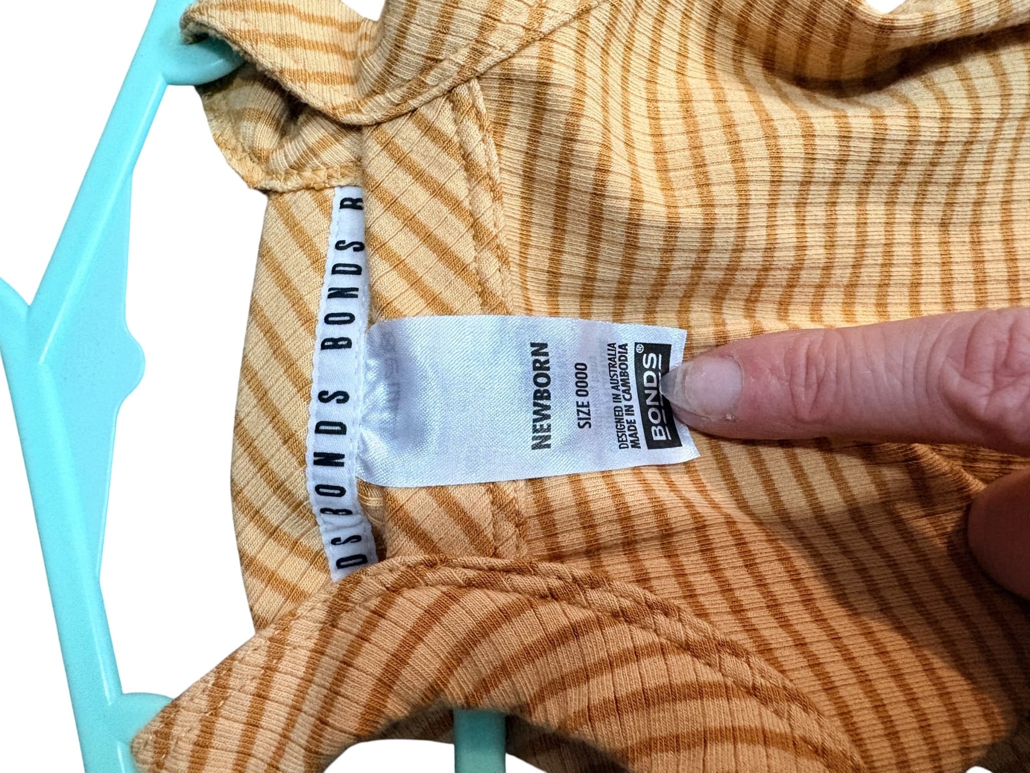 Bonds Ribbed Bodysuit Striped Yellow Baby 0000 — photo 2 of 2