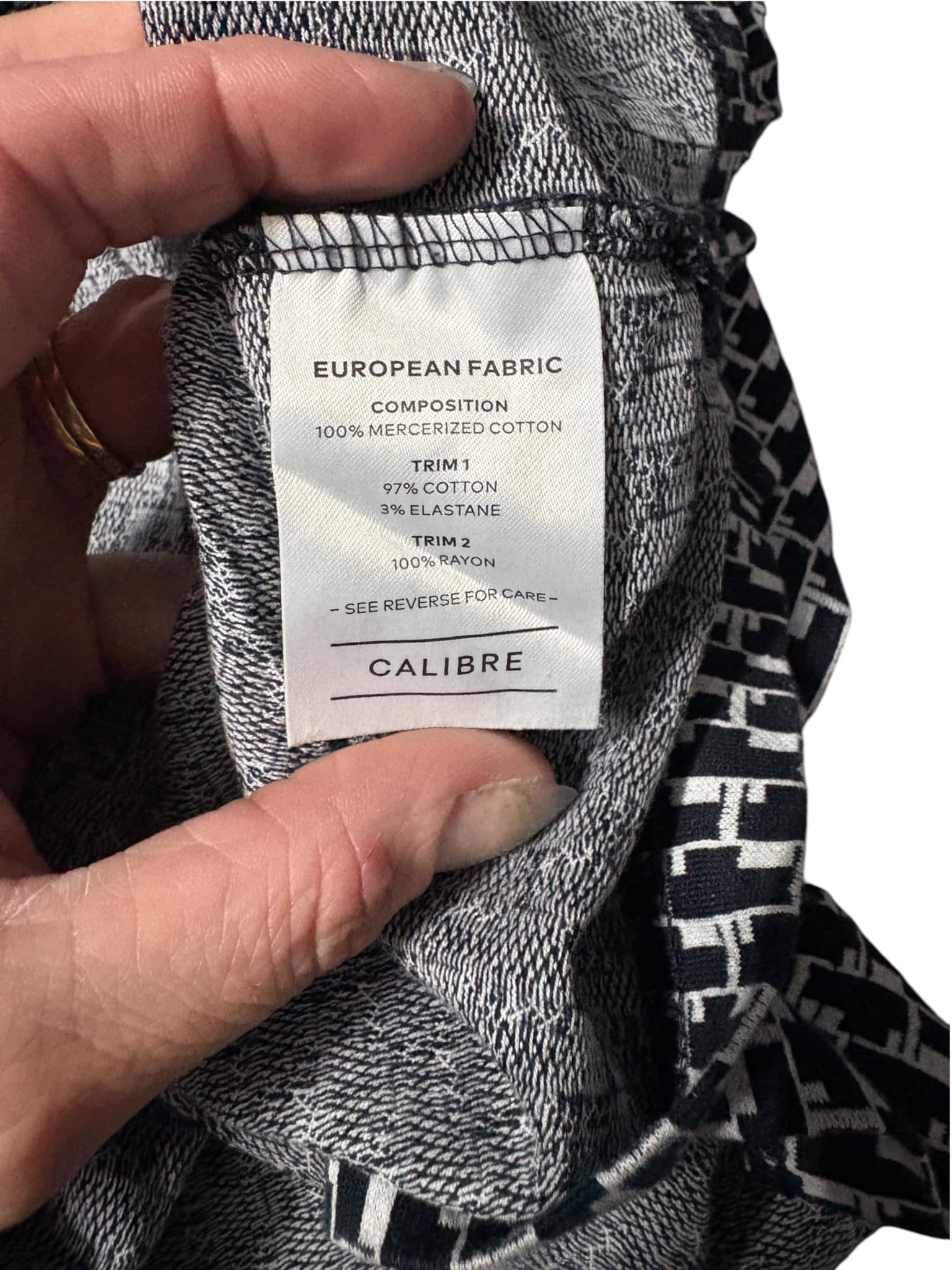 CALIBRE Zip-Front Polo Shirt Geometric Print Black and White Men's S — photo 4 of 5