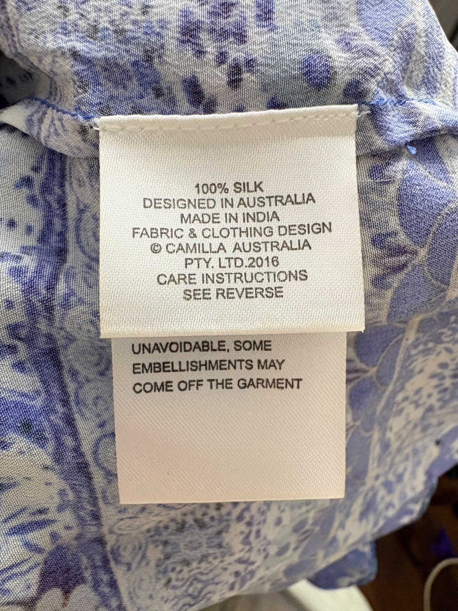 Camilla Silk Embellished Playsuit Blue Patterned Size XS — photo 7 of 9