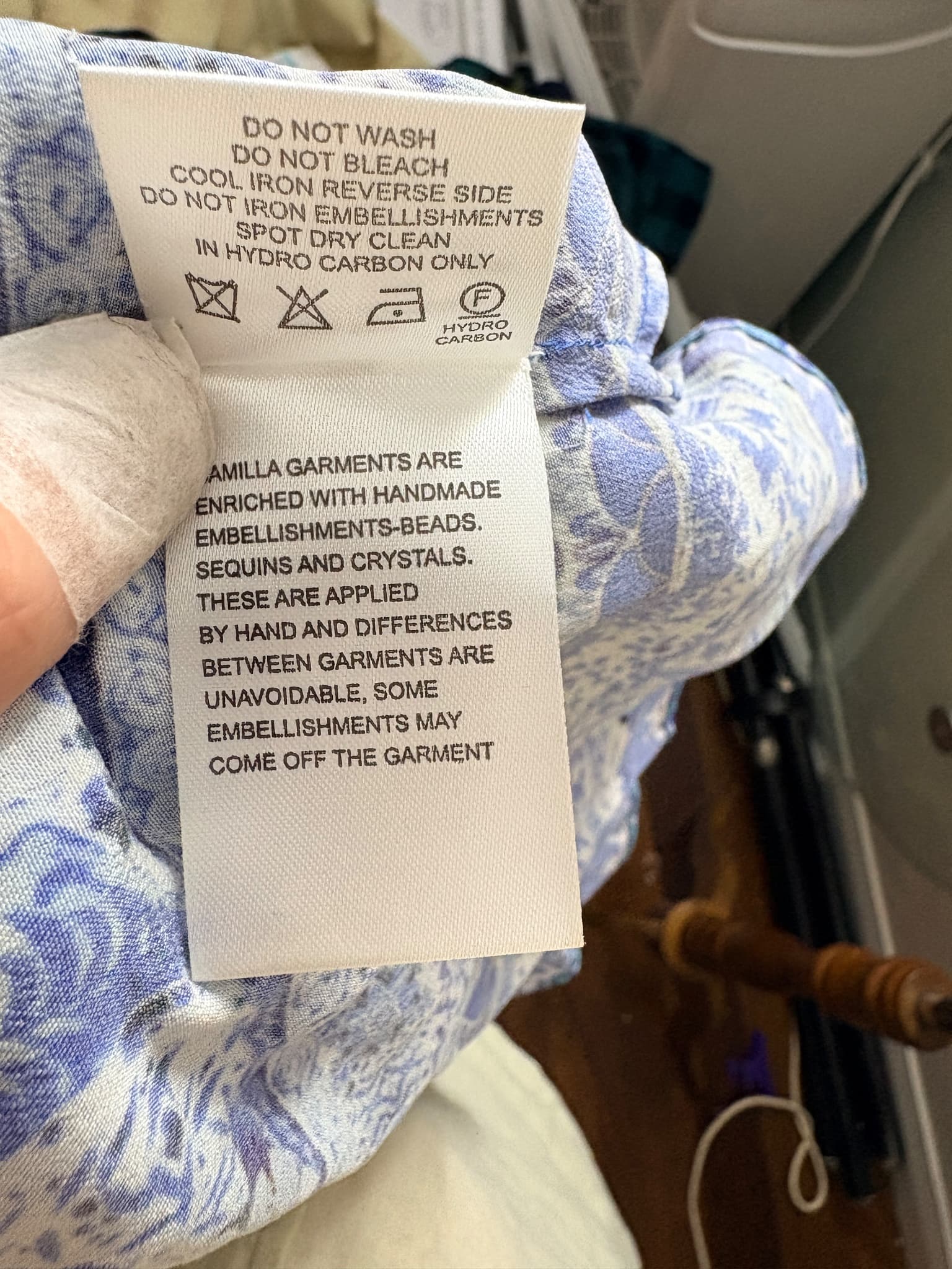 Camilla Silk Embellished Playsuit Blue Patterned Size XS — photo 8 of 9