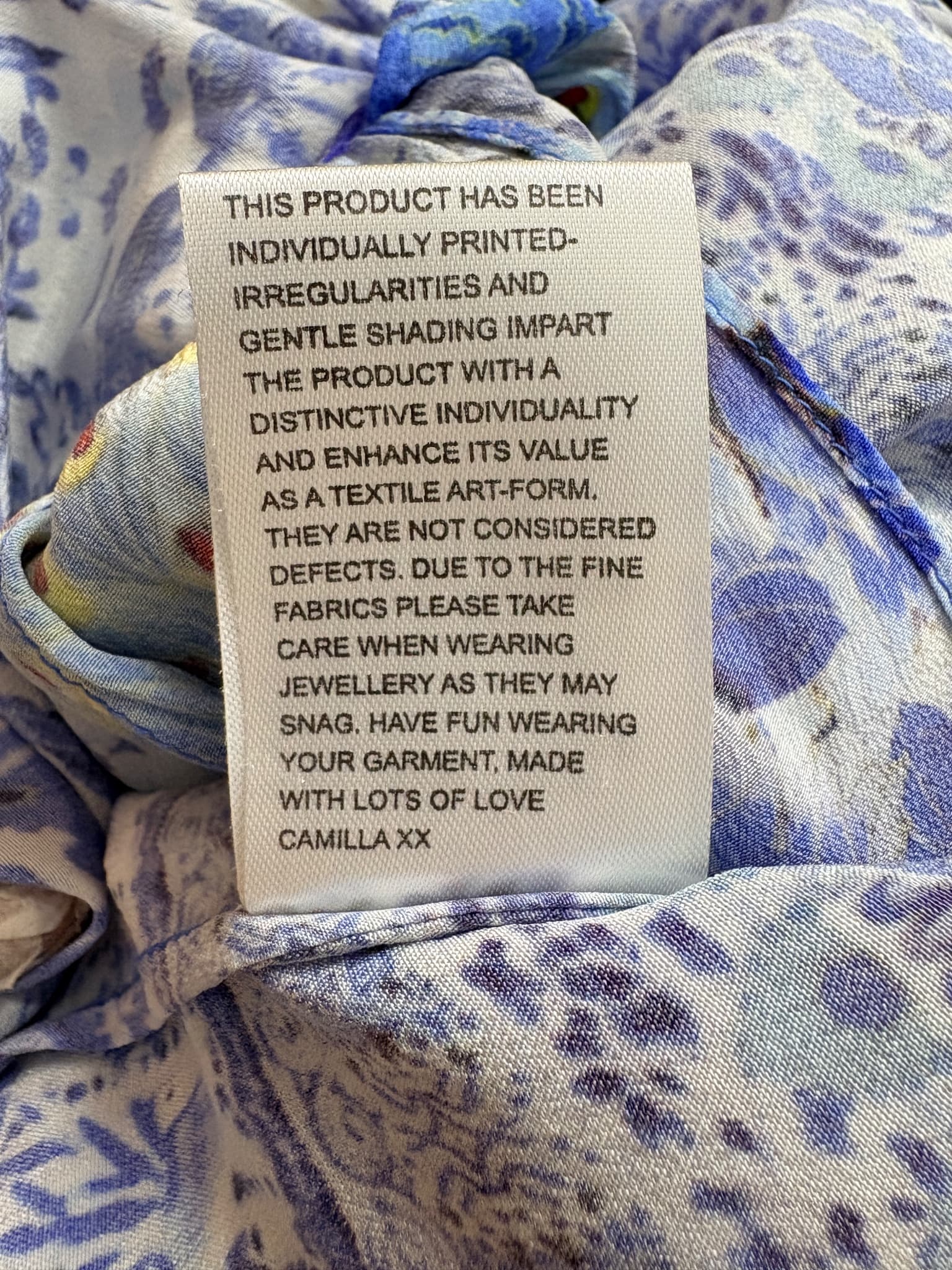 Camilla Silk Embellished Playsuit Blue Patterned Size XS — photo 9 of 9