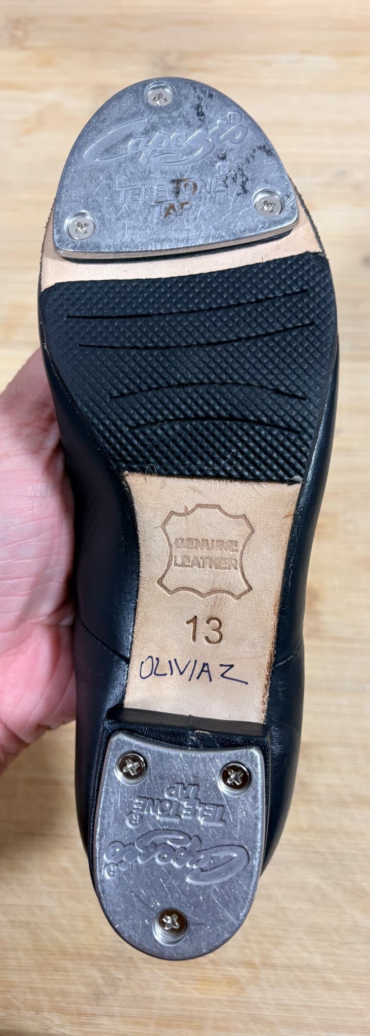 Capezio Mary Jane Tap Shoes Black Leather Size 13 — photo 4 of 6