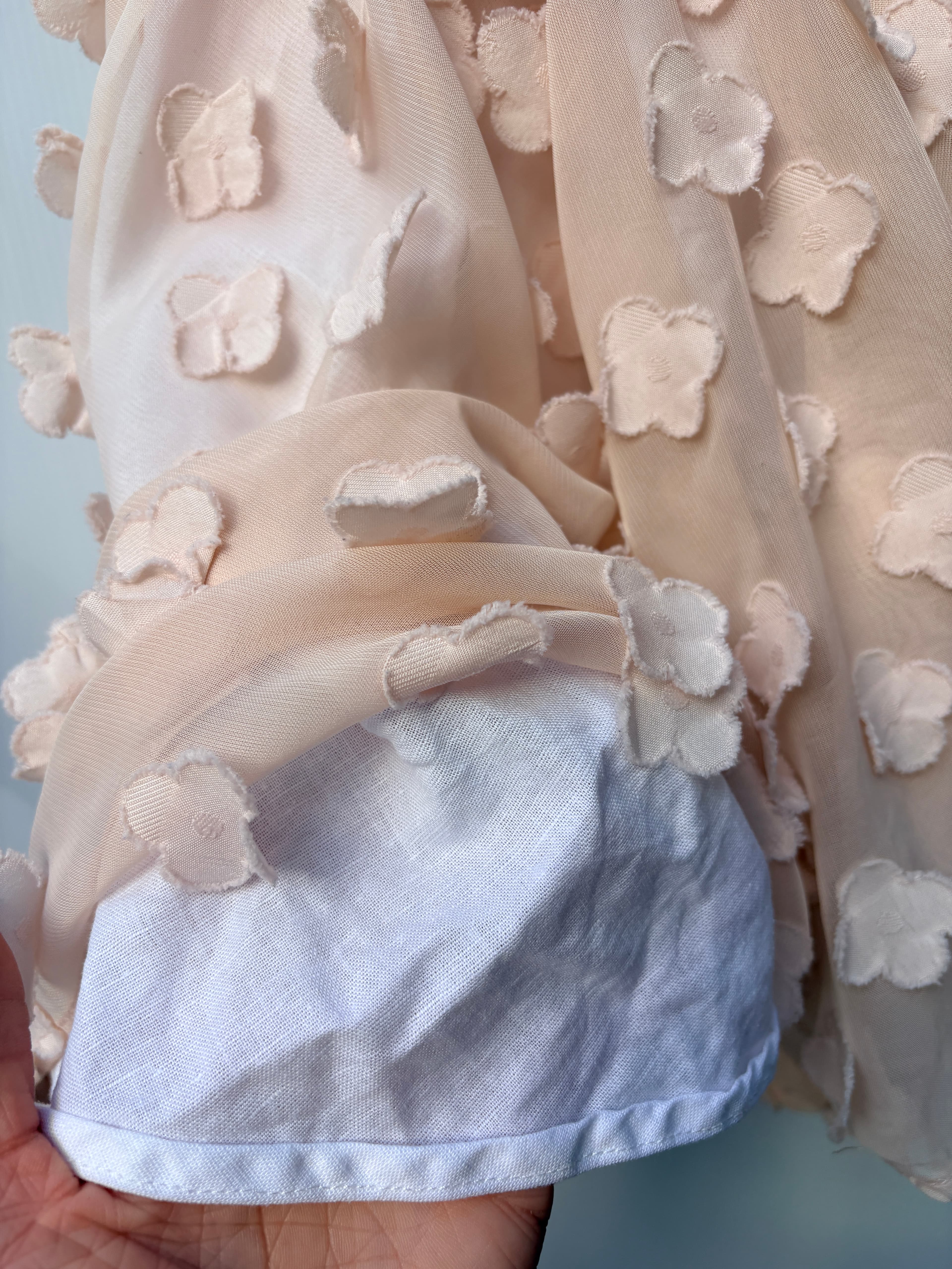 Chloé and Amélie Peach Floral Applique Tie-Strap Dress Size 2 — photo 4 of 7