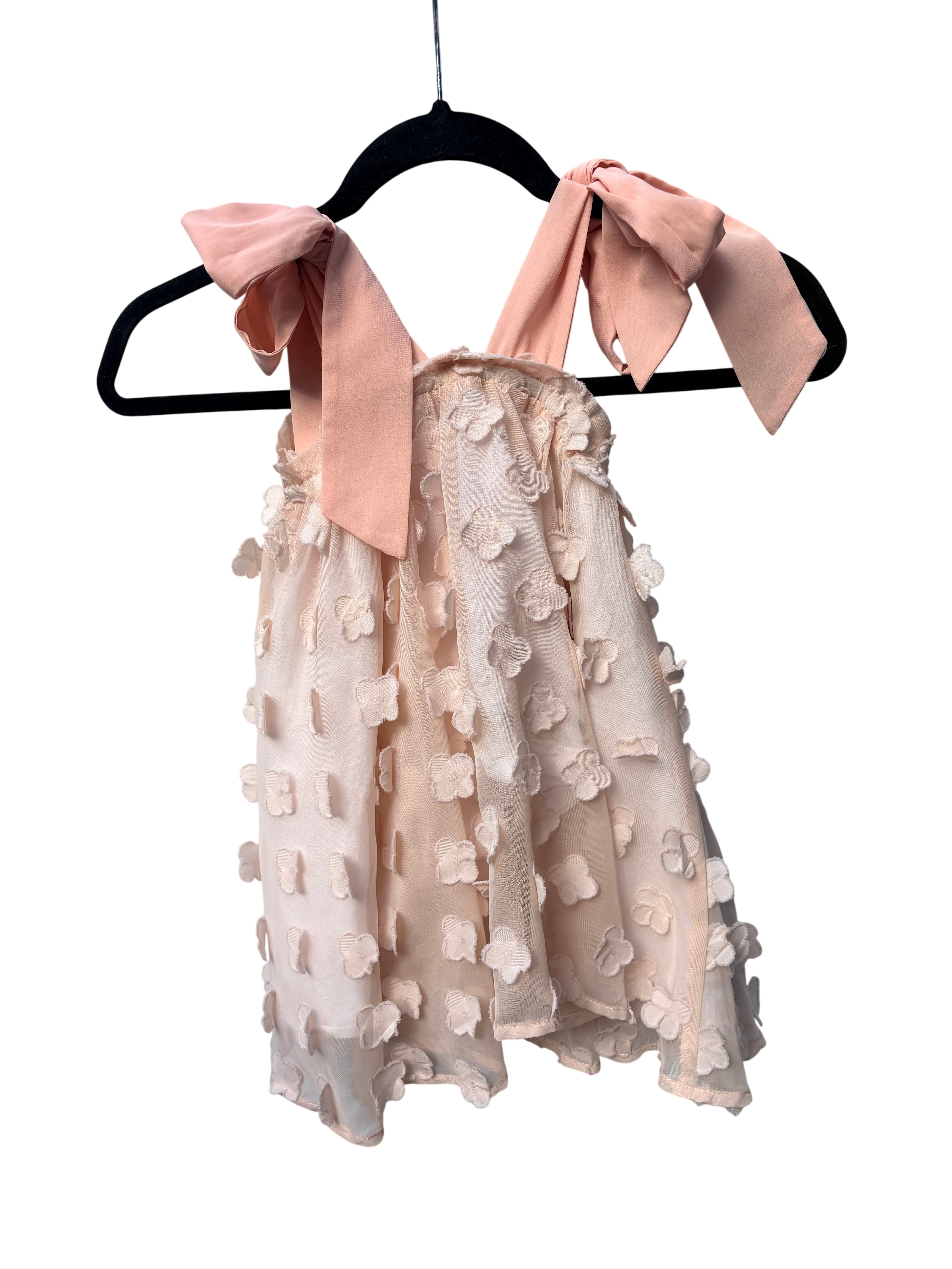 Chloé and Amélie Peach Floral Applique Tie-Strap Dress Size 2 — photo 2 of 7