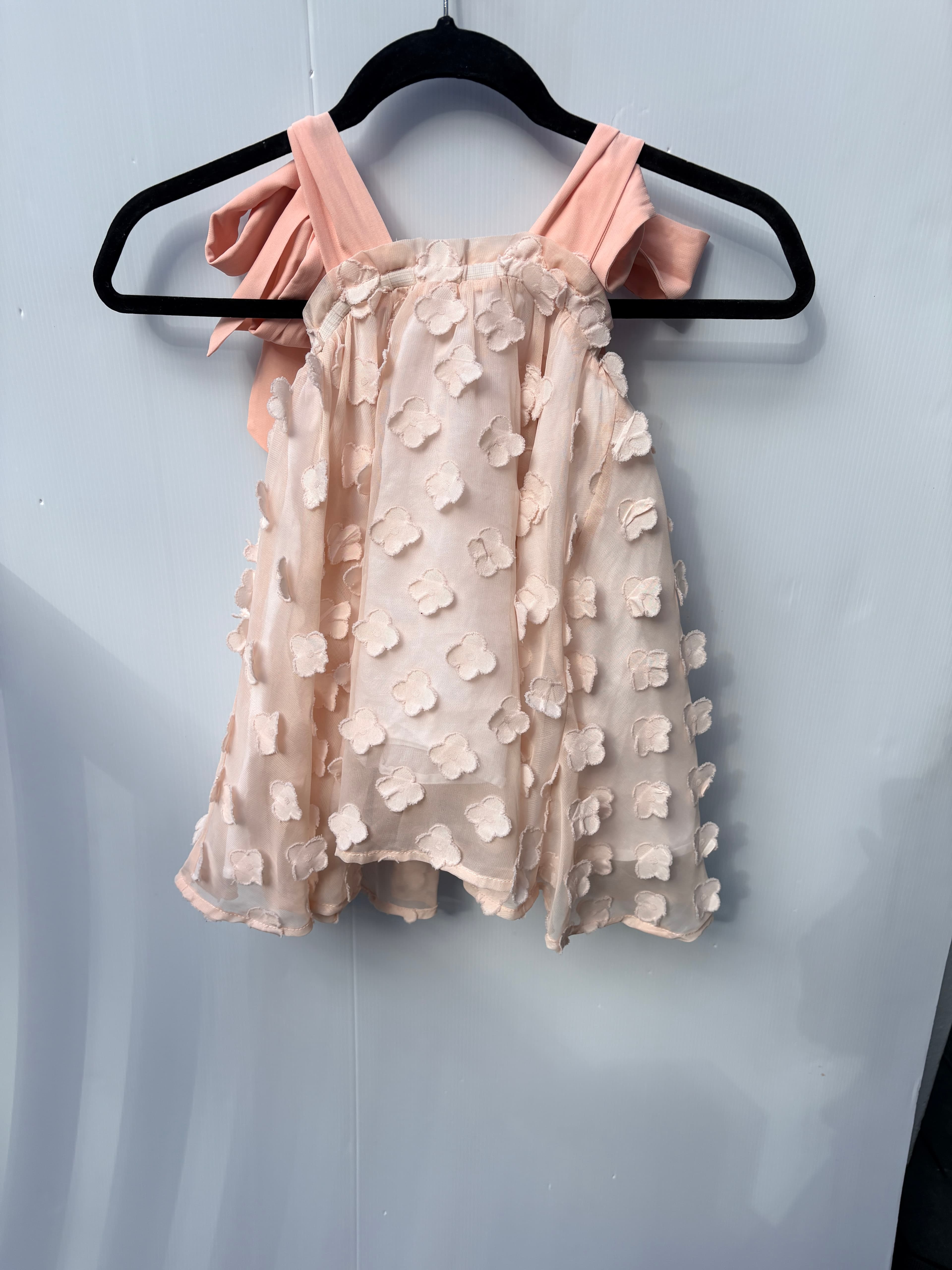 Chloé and Amélie Peach Floral Applique Tie-Strap Dress Size 2 — photo 1 of 7