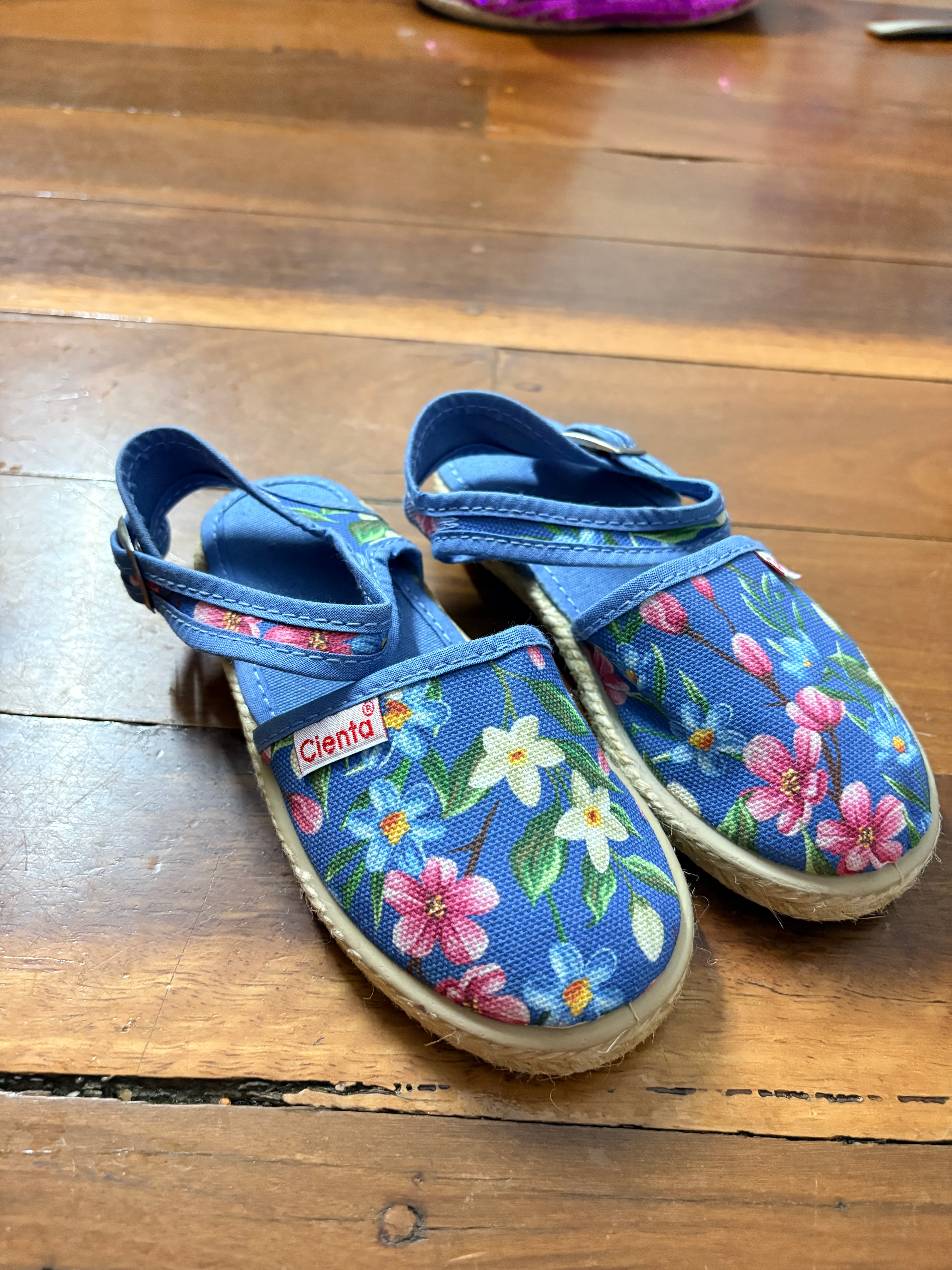 Cienta Kids Floral Canvas Espadrille Sandals Blue Size 24 — photo 5 of 5